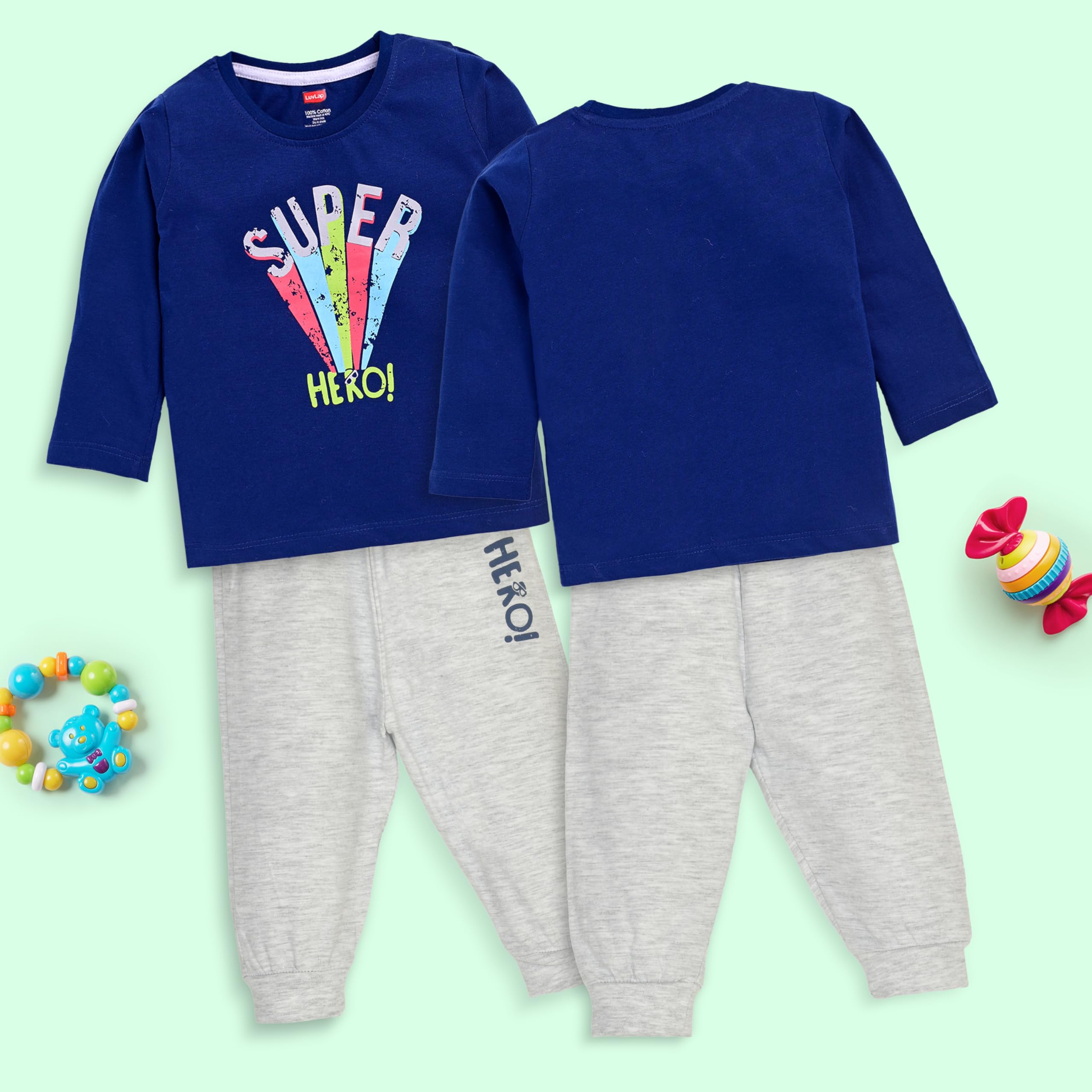 LuvLap Baby Boys T-Shirt & Pyjama Set - Multicolor - Image 4