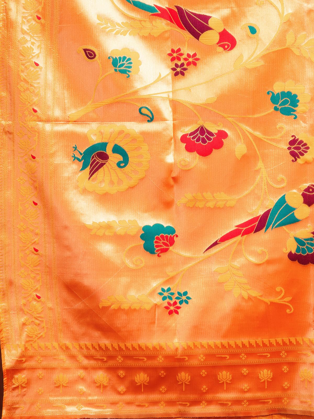 Satrani Women's Silk Paithani Saree - Yellow - Image 5