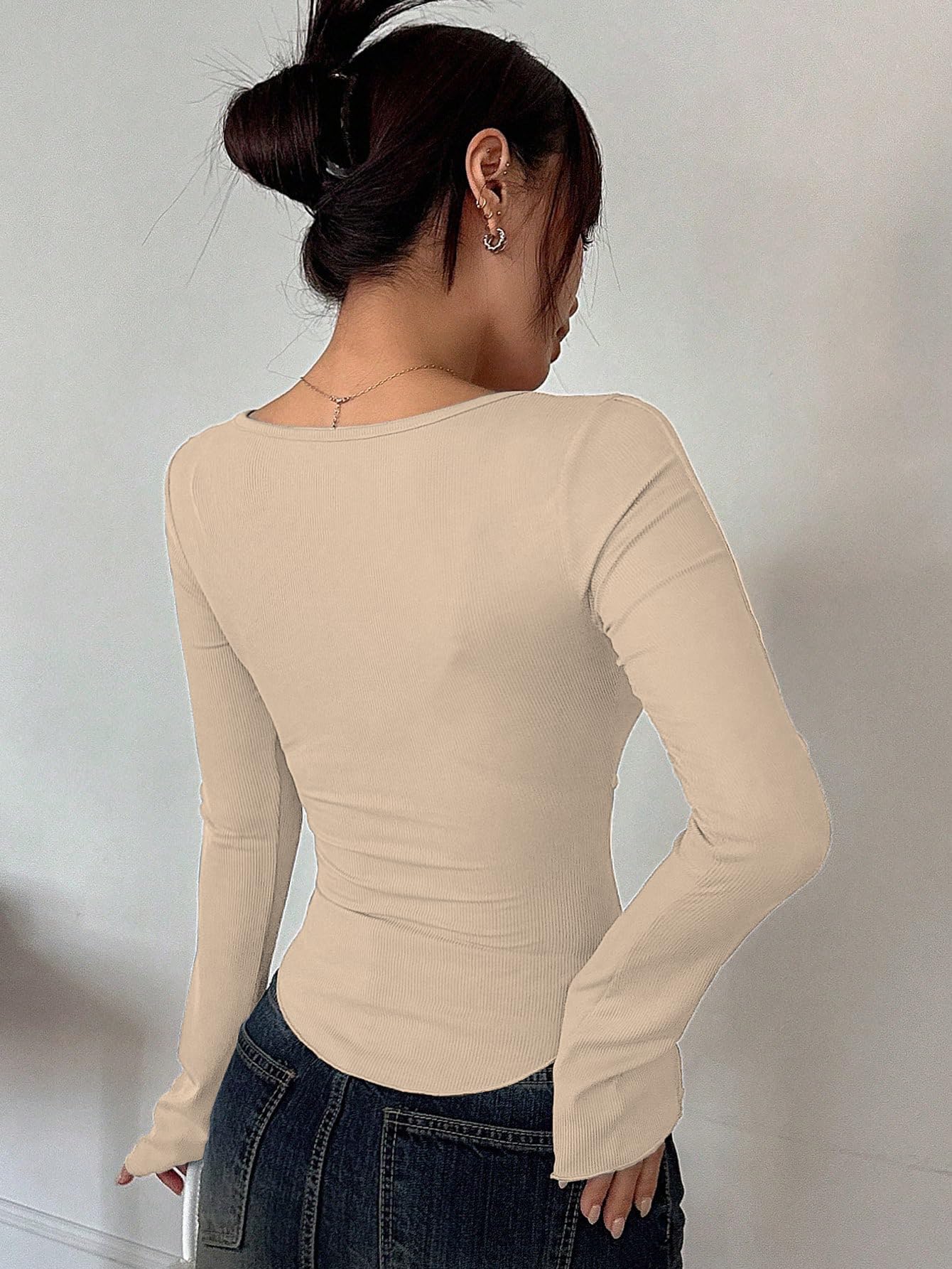 Sugathari Women's T-Shirt Crew Neck Long Sleeve - Image 2