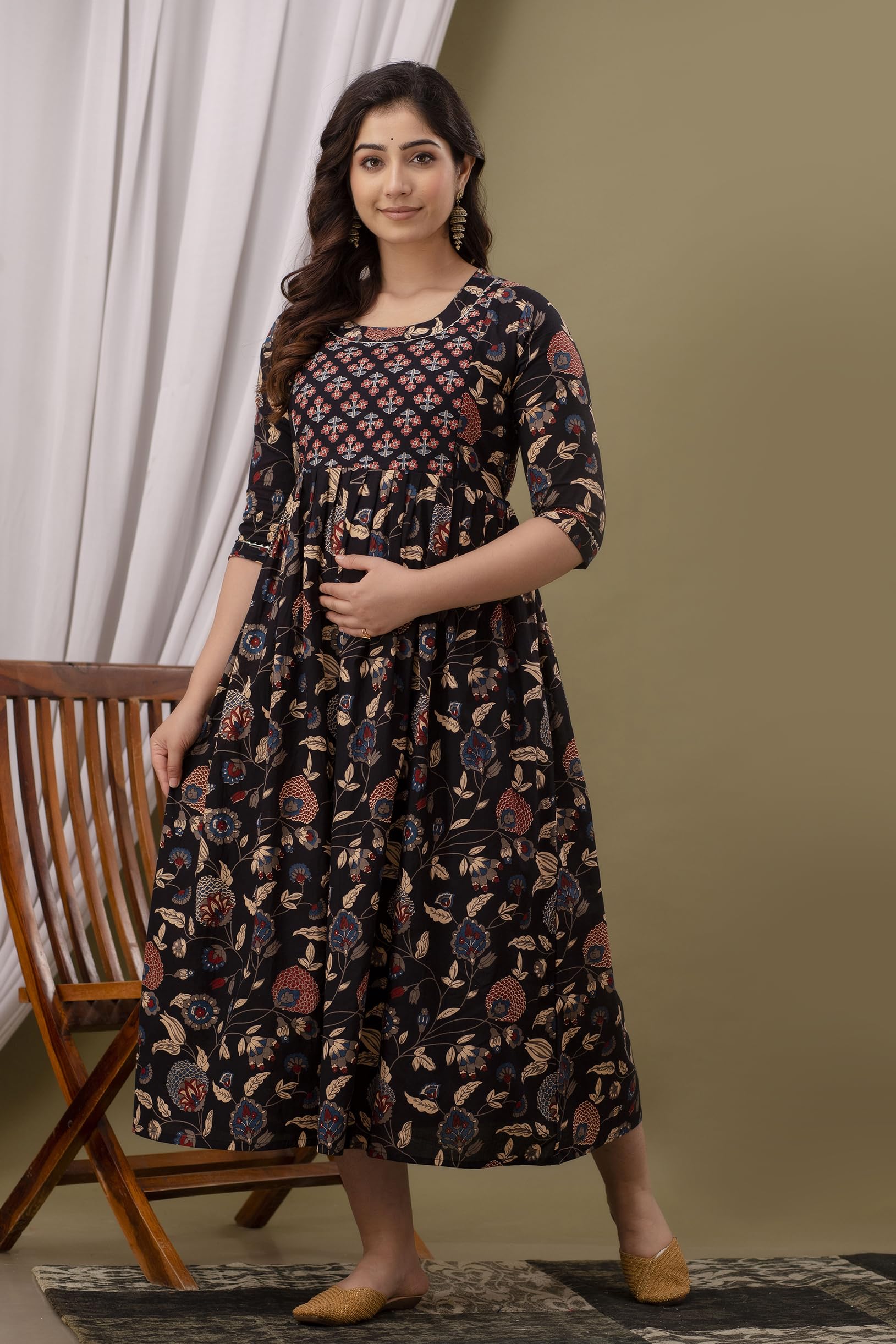 GarbGlide Women's Maternity Feeding Kurti - Floral - Image 2