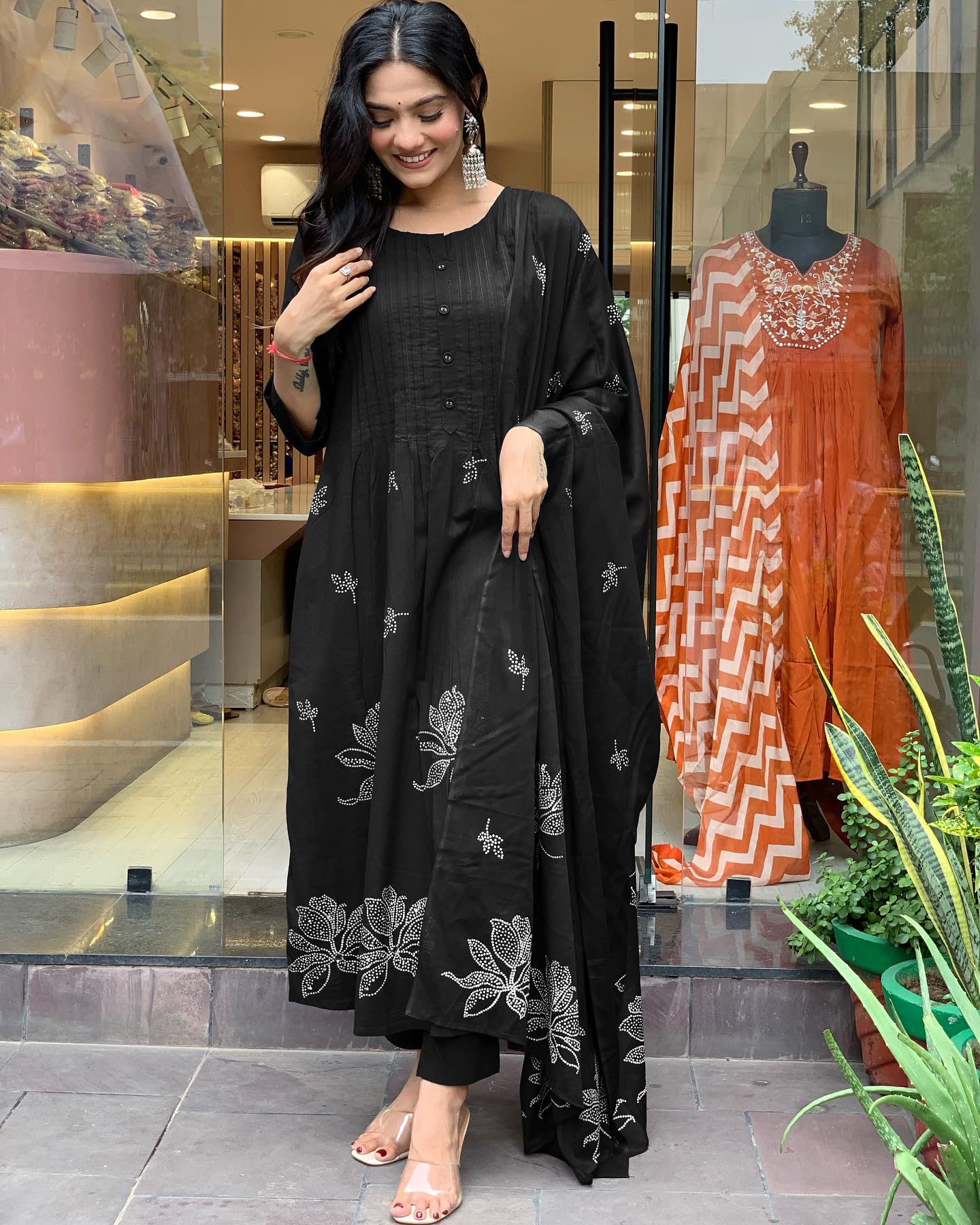 GoSriKi Women's Black Anarkali Kurta Set - Image 3