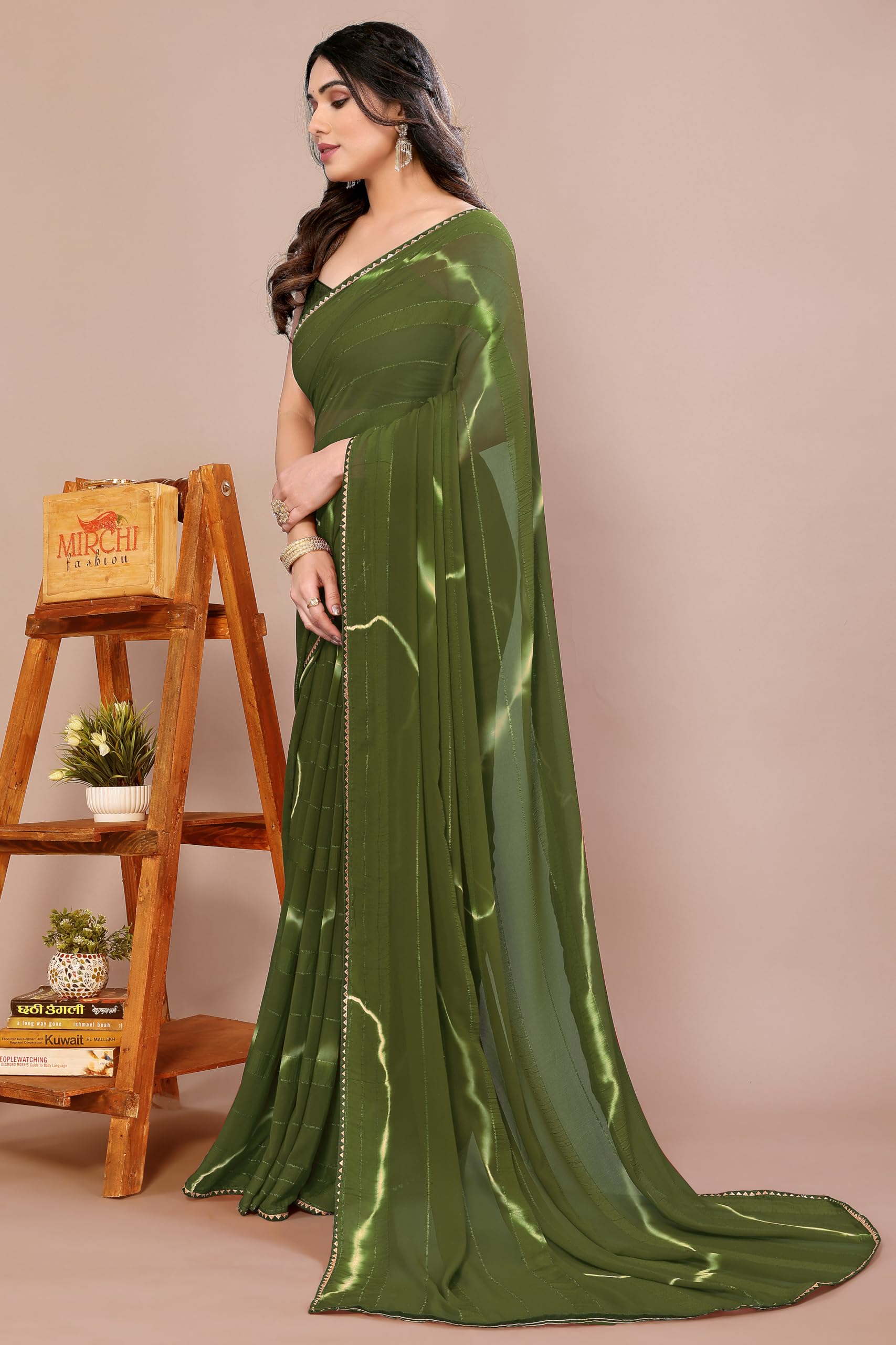 MIRCHI FASHION Chiffon Georgette Shibori Saree for Women - Image 4