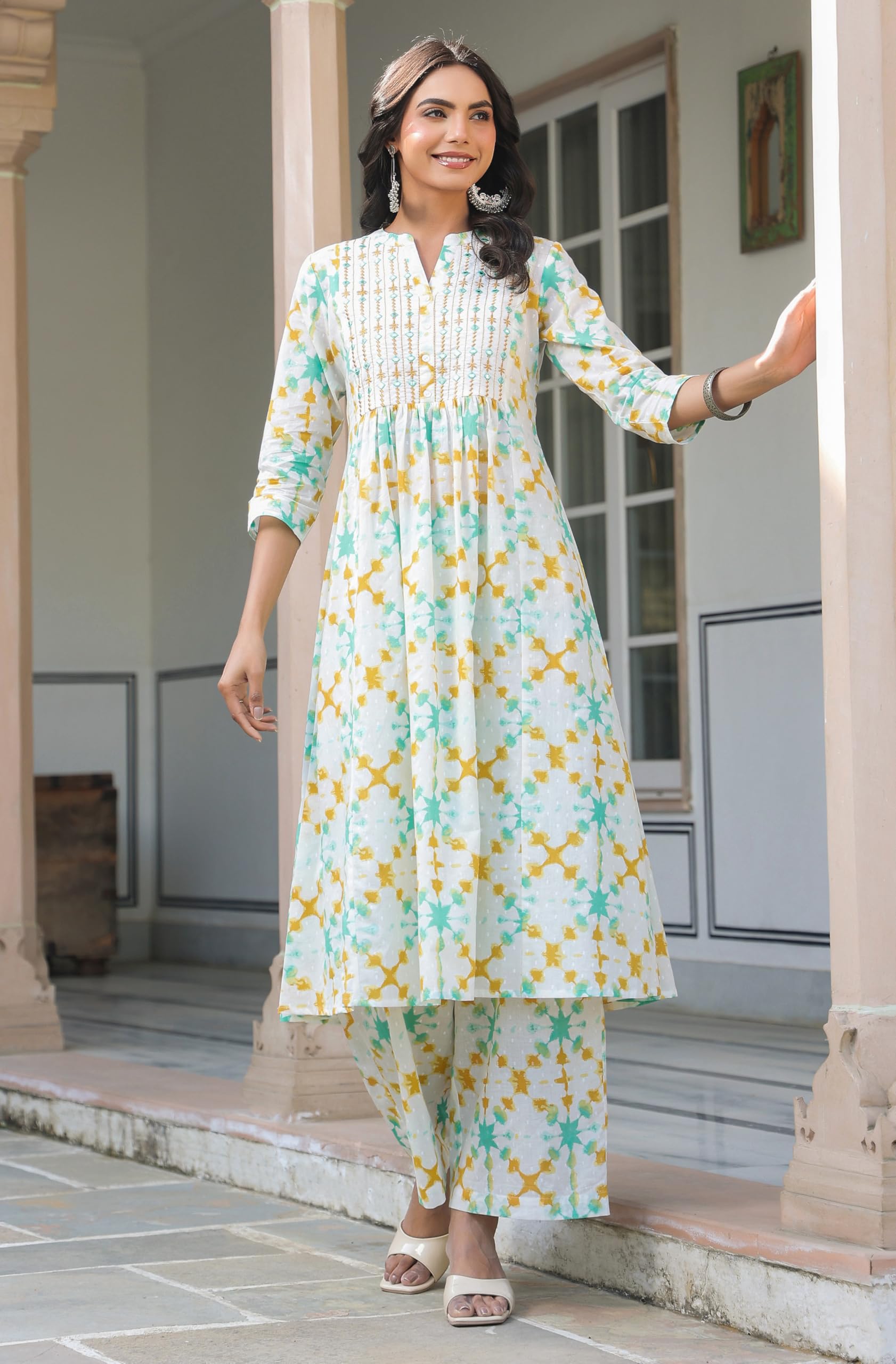 Janasya White Cotton Kurta Pant Set for Women - Image 5