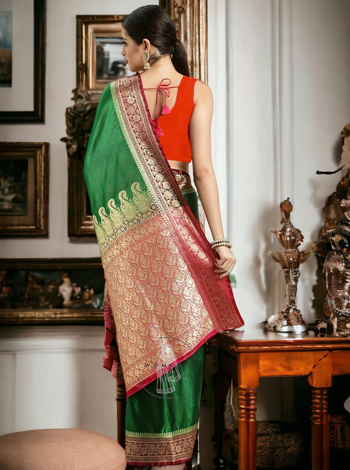 GarbGlide Kanjivaram Lichi Silk Saree for Women - Image 3