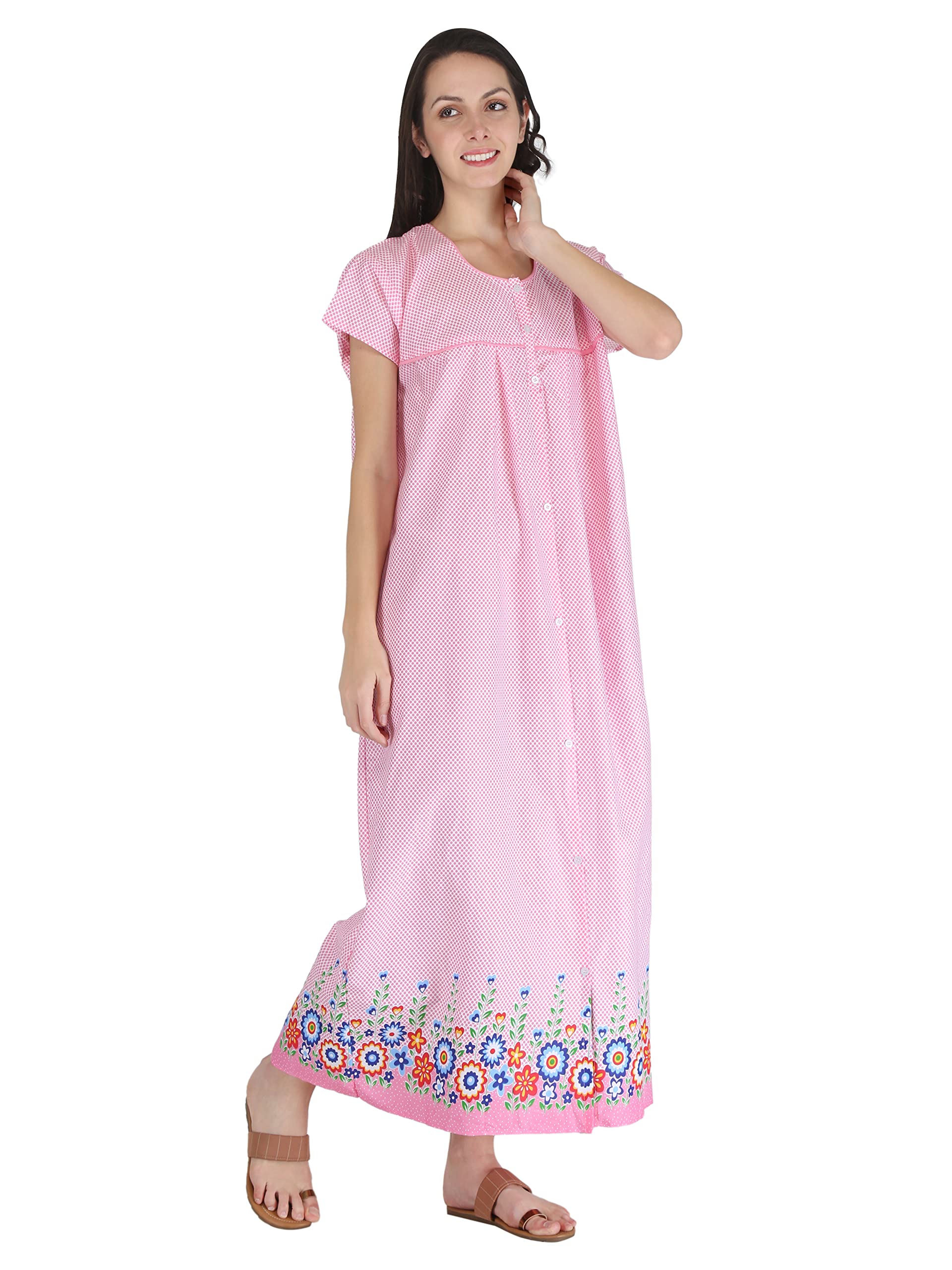 FEMIMODE Women's Cotton Front Open Nighty - Image 5