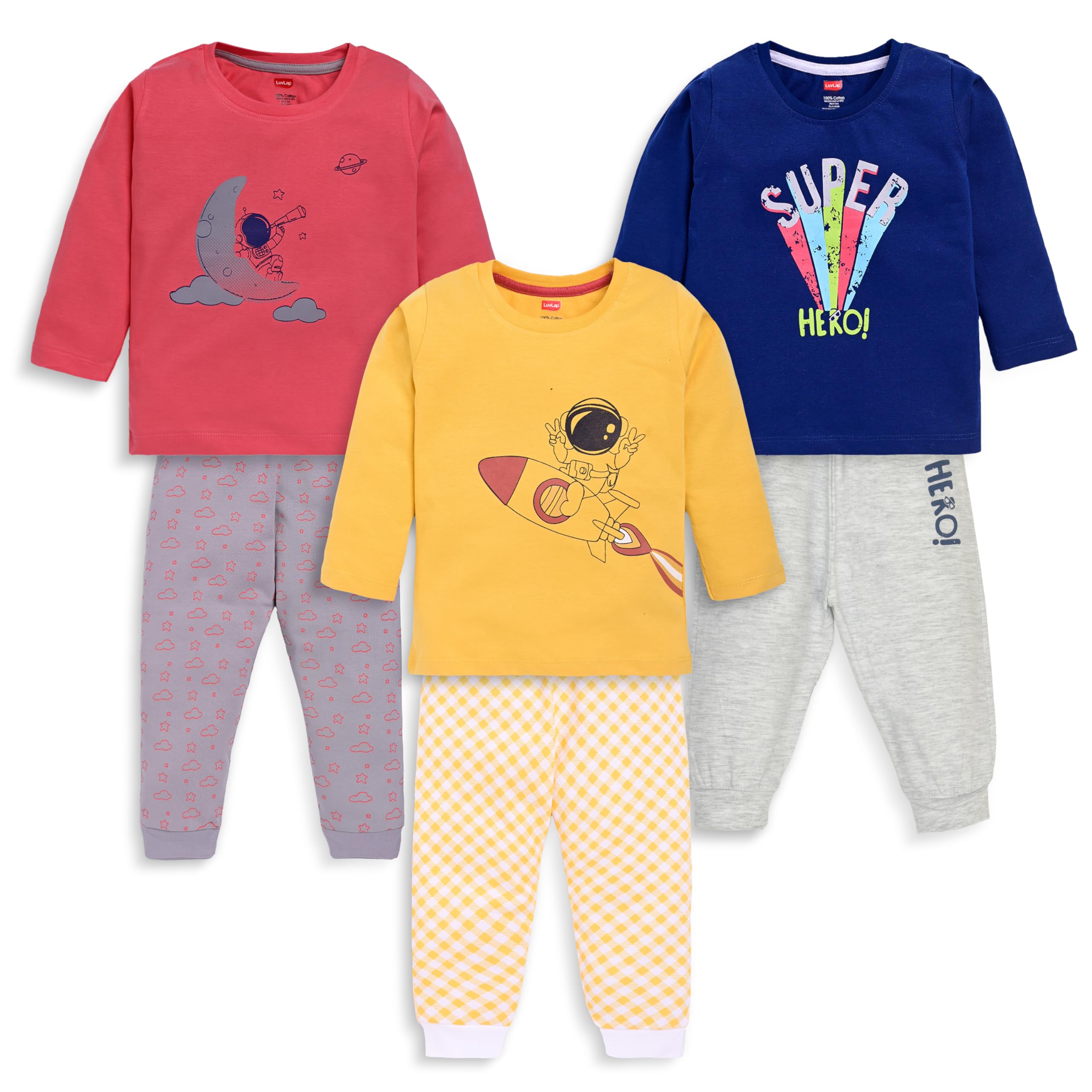 LuvLap Baby Boys T-Shirt & Pyjama Set - Multicolor