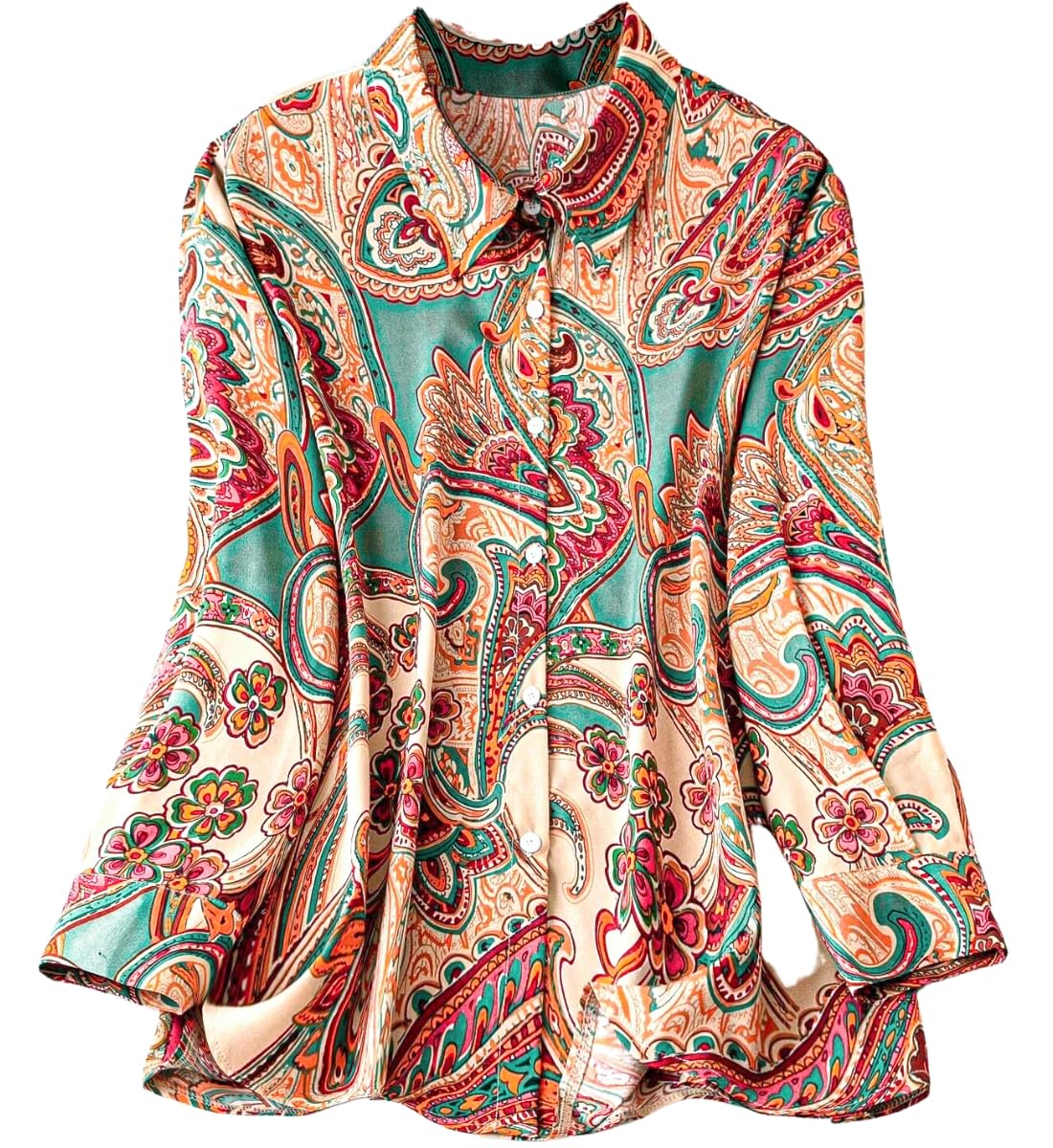 Leriya Fashion Women's Long Sleeve Button Down Shirt