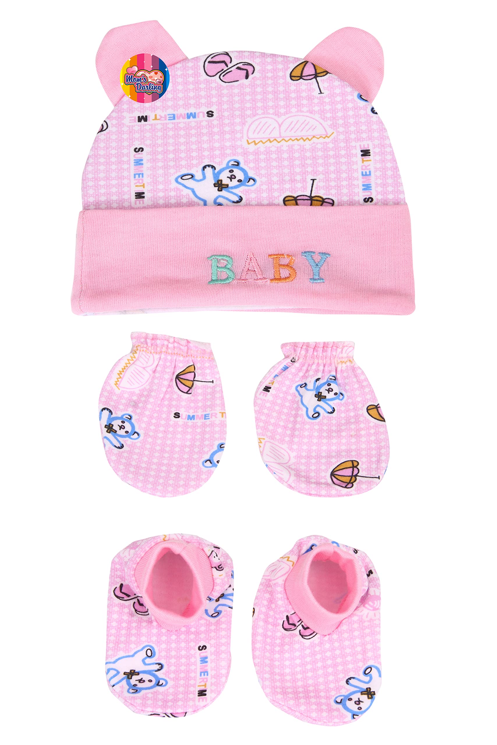 Baby Boy & Girl Cotton Cap Mittens Booties Set - Image 3