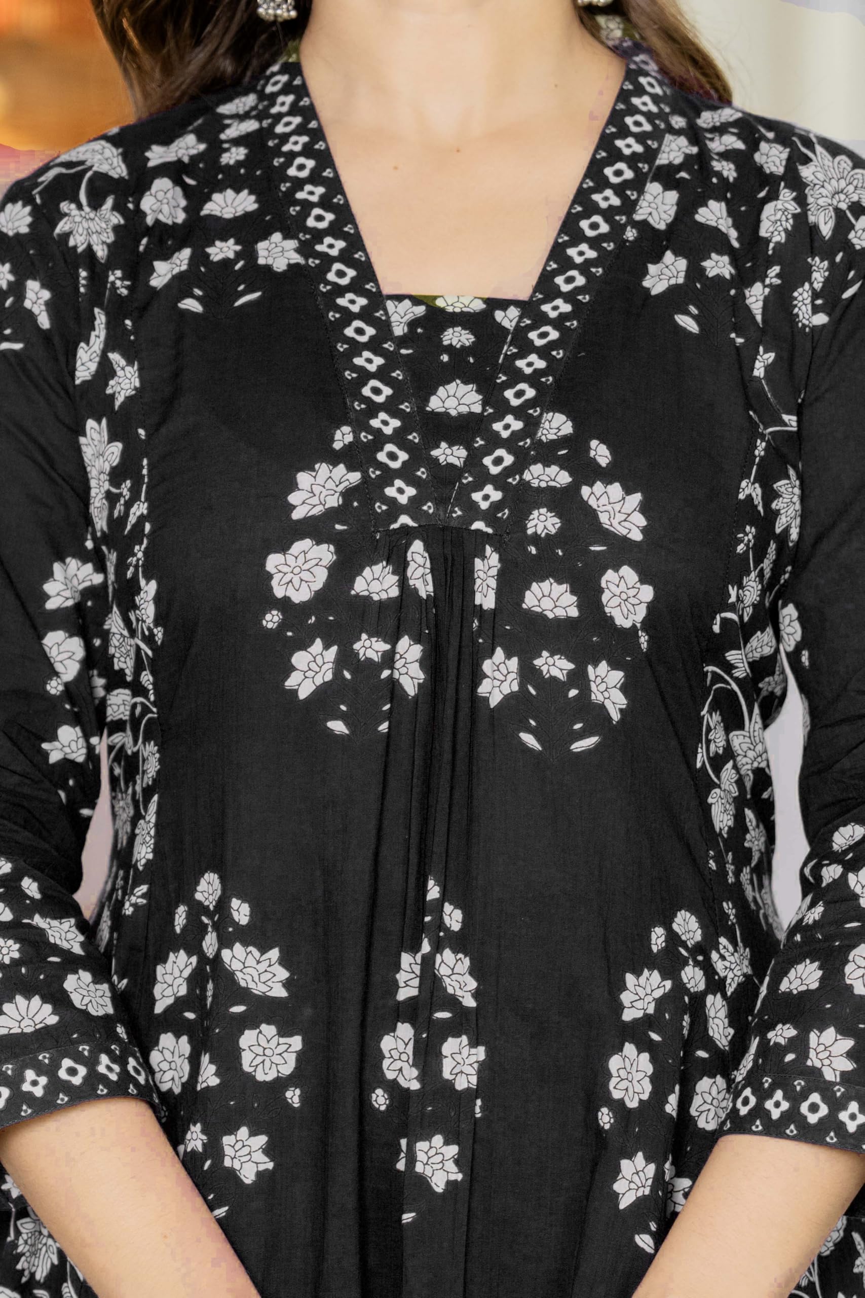 PARTHVI Women's Black Cotton Kurta Set - Image 5