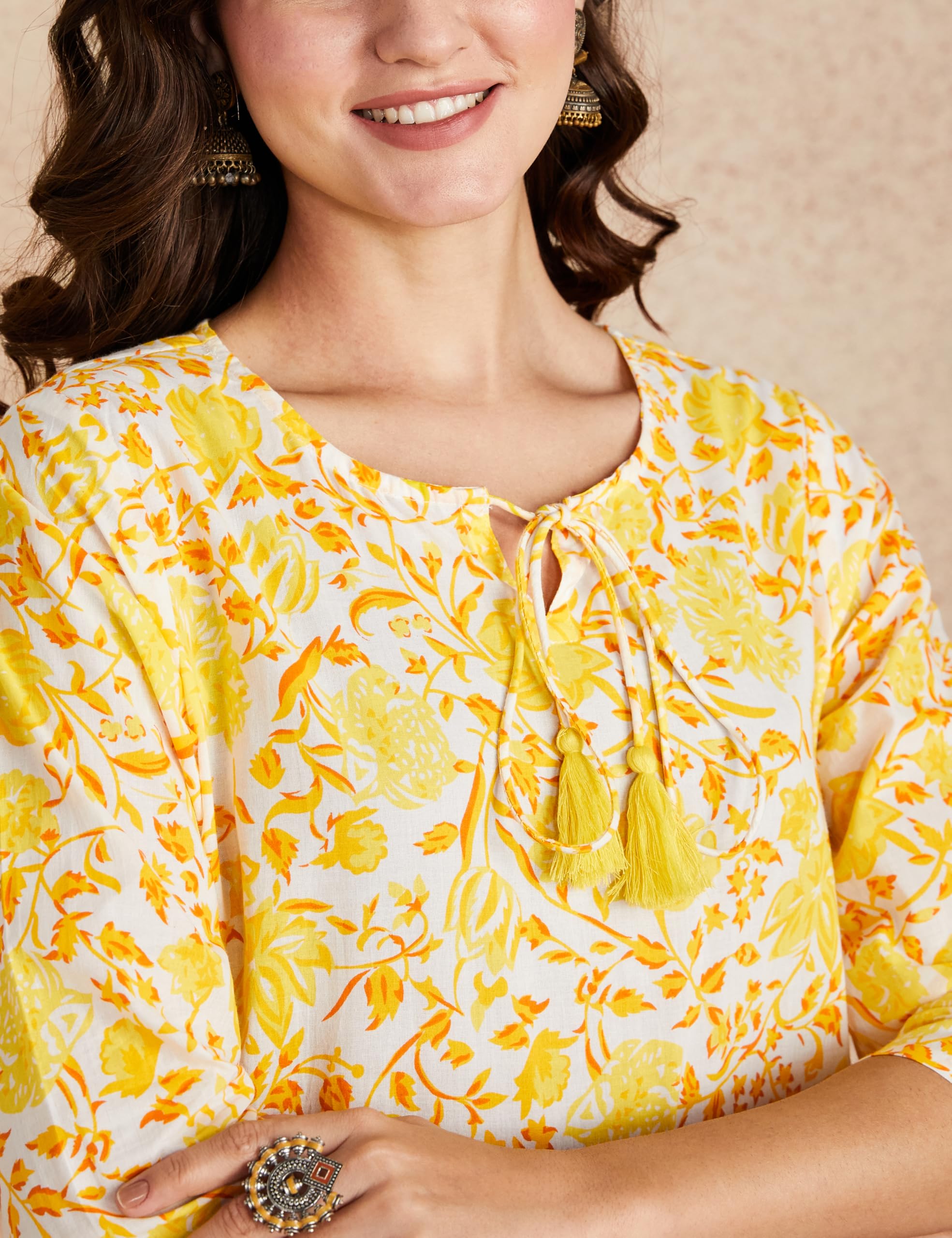 Myx Women's Cotton Kurta - Yellow - Image 4