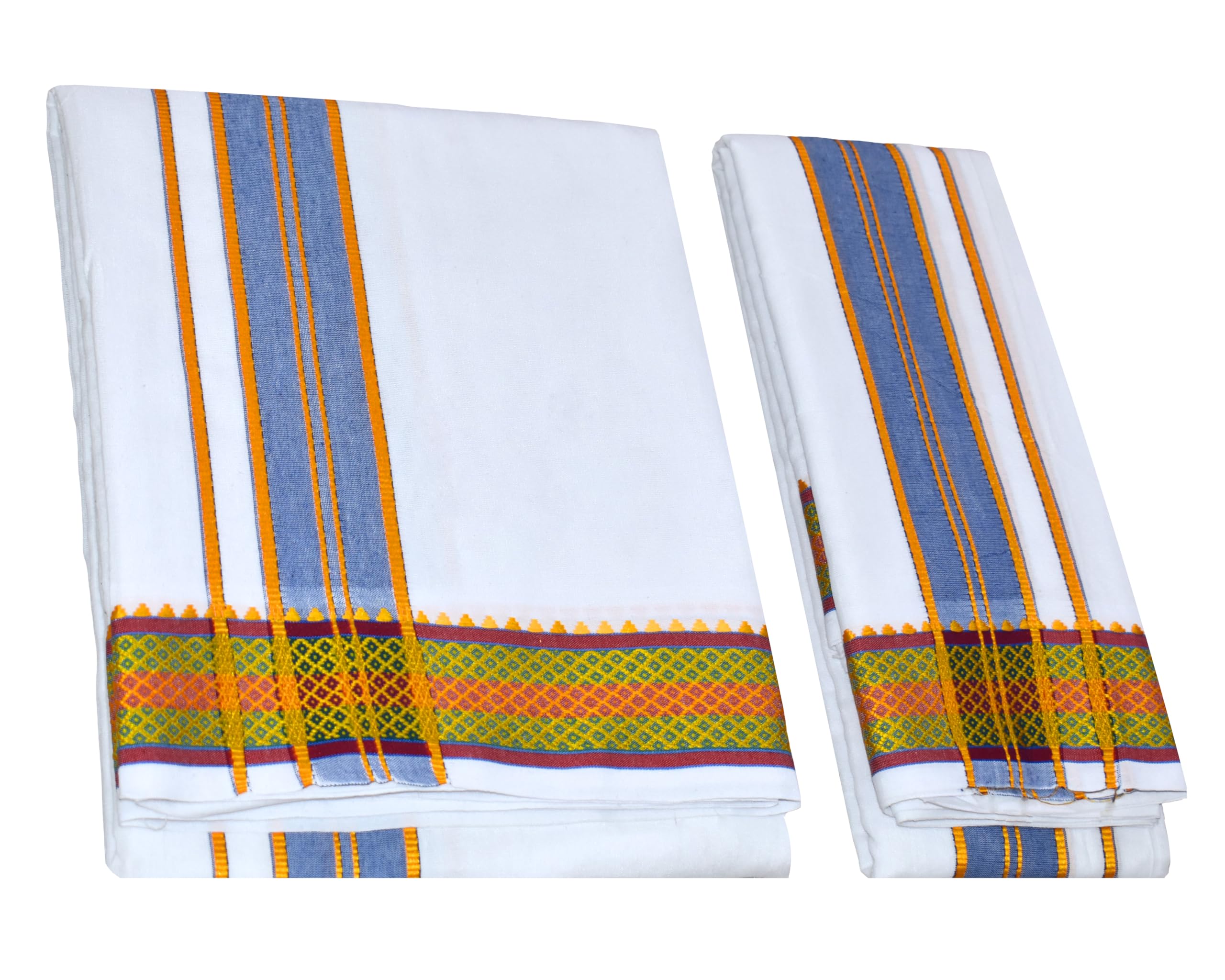 TUNI MANI Men's Panchakacham Dhoti with Zari Border