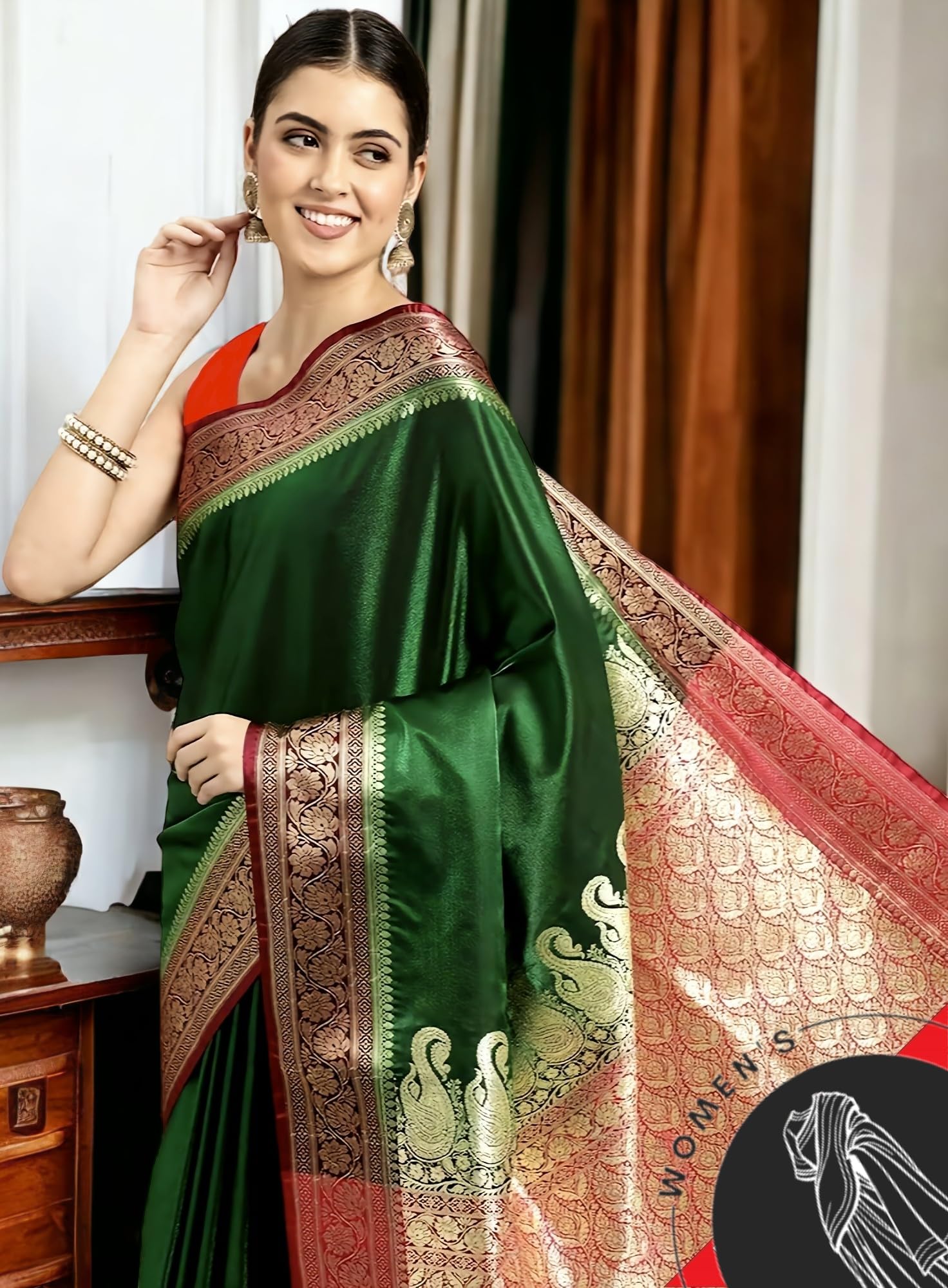 GarbGlide Kanjivaram Lichi Silk Saree for Women - Image 2