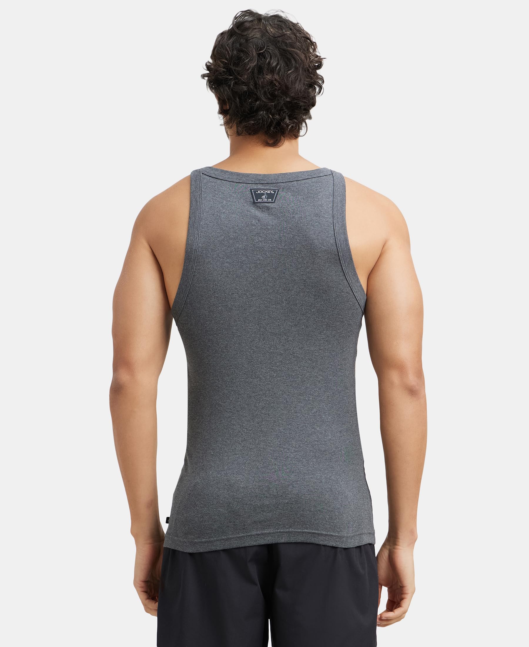 Jockey Men's Charcoal Cotton Rib Tank Top - Image 4