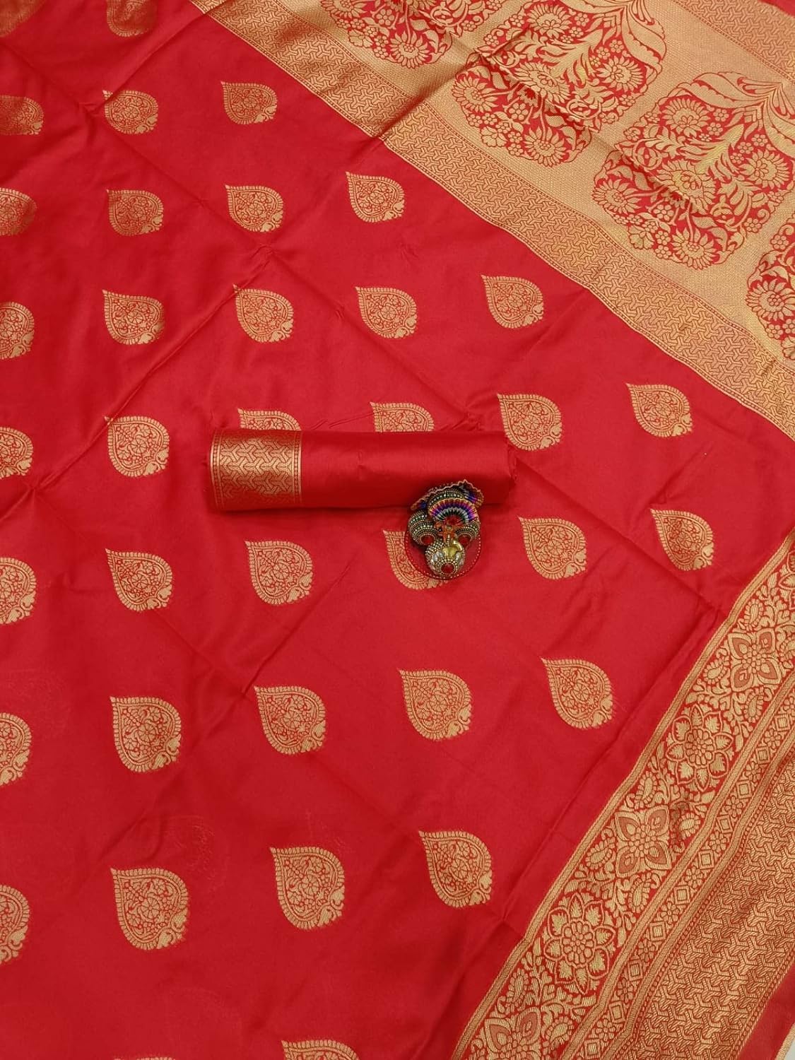 Yashika Women's Banarasi Kanjivaram Saree - Red - Image 5