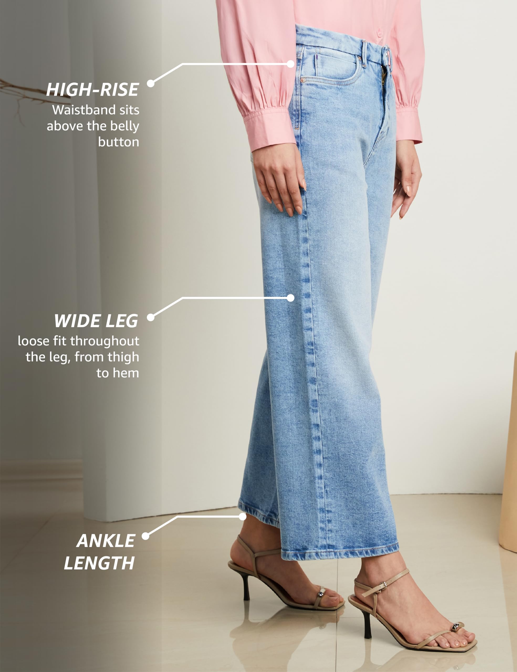 Symbol Women Baggy Wide Leg Jeans - Light Blue - Image 4