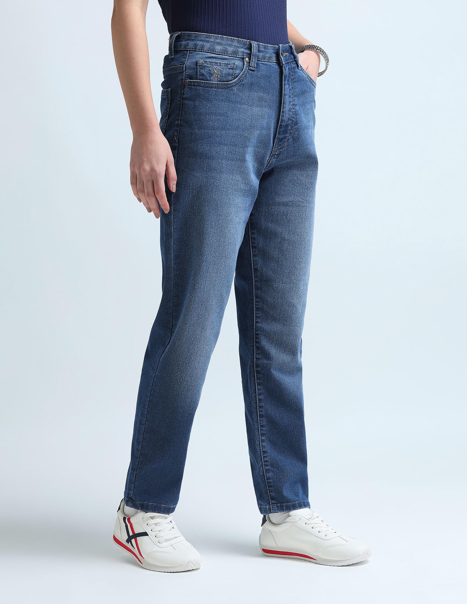 U. S. POLO ASSN. Women's Straight High Rise Jeans - Blue - Image 5