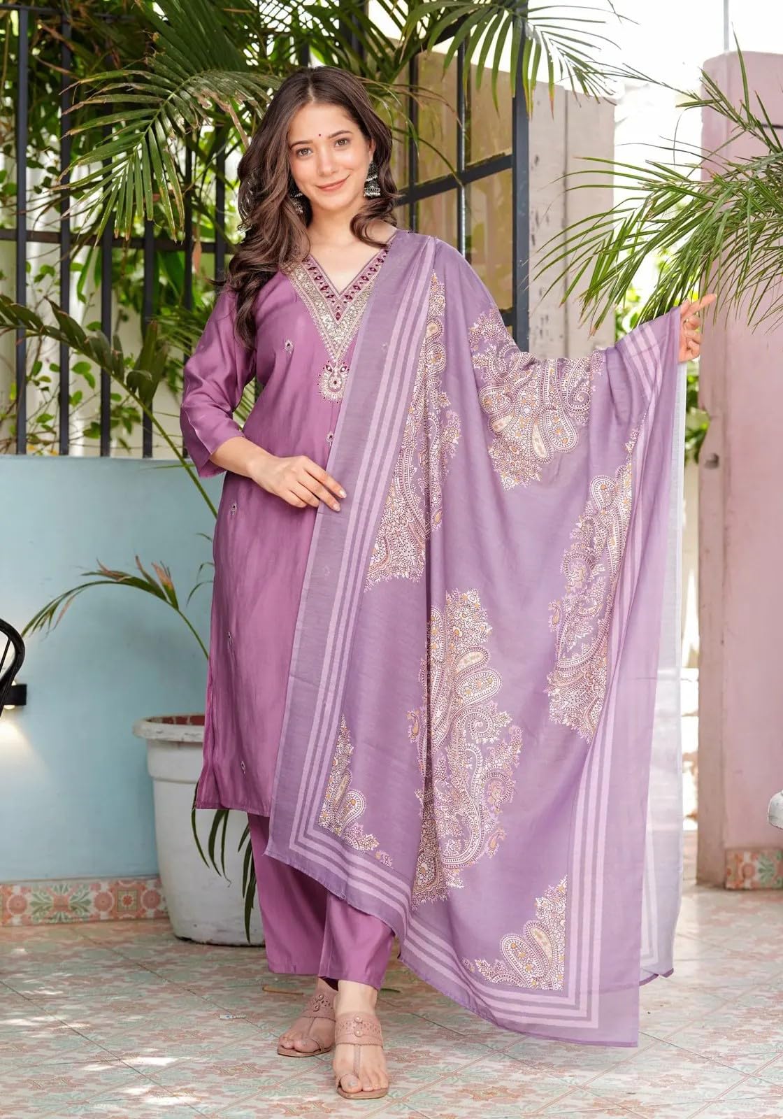 FABNEX Purple Cotton Kurta Set for Women - Image 5