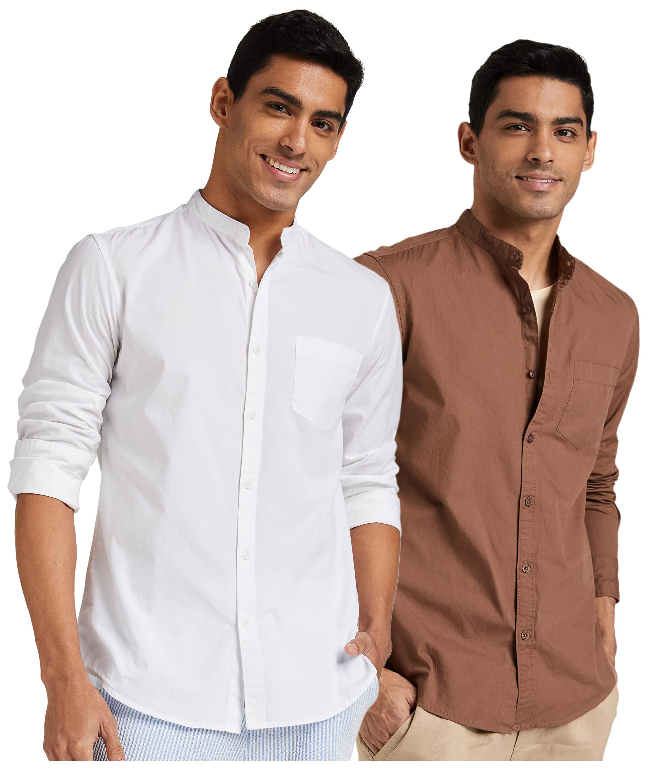 Symbol Men's Cotton Shirt - White Brown