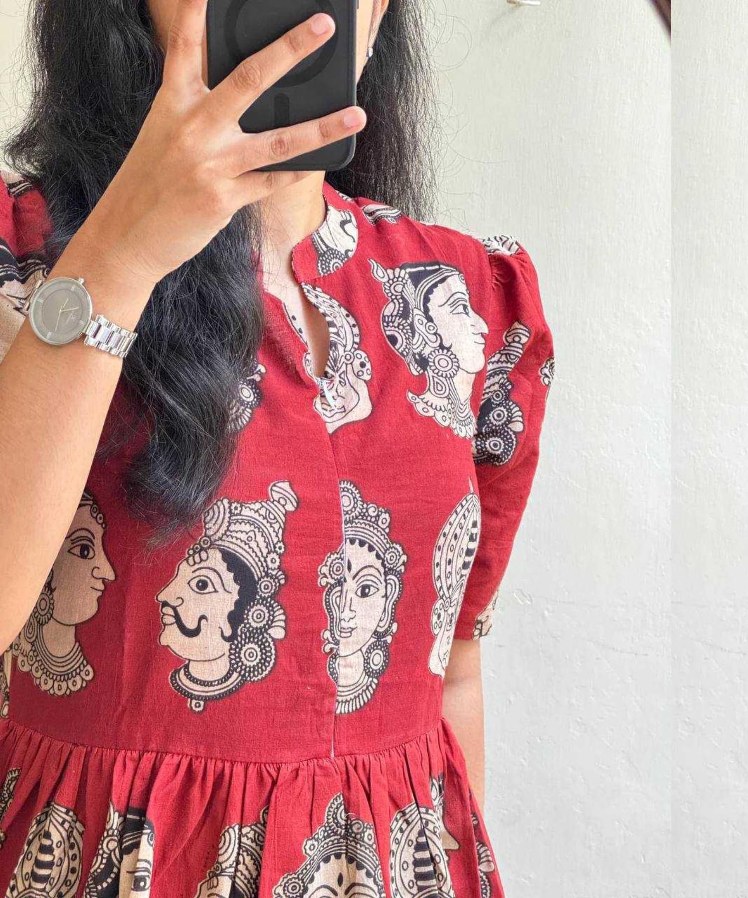 SATYAVRAT CREATION Women Ethnic Fusion Midi Dress - Red - Image 2