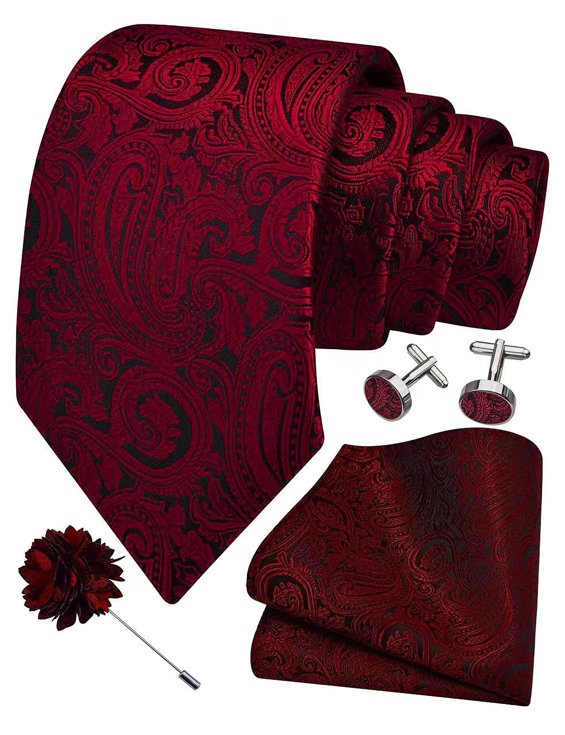 GUSLESON Mens Red Tie Set