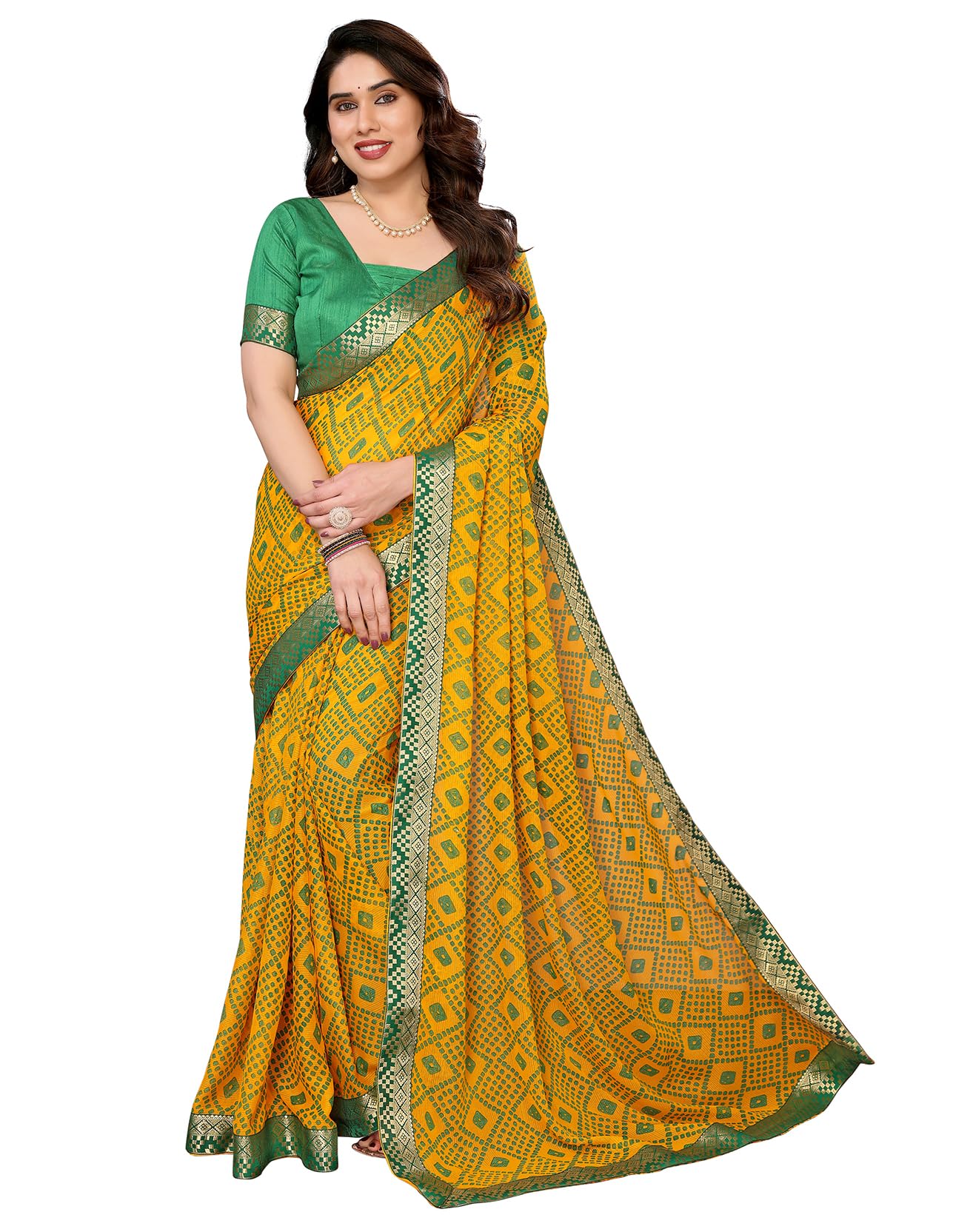 Gomti Yellow Georgette Saree with Lace Border