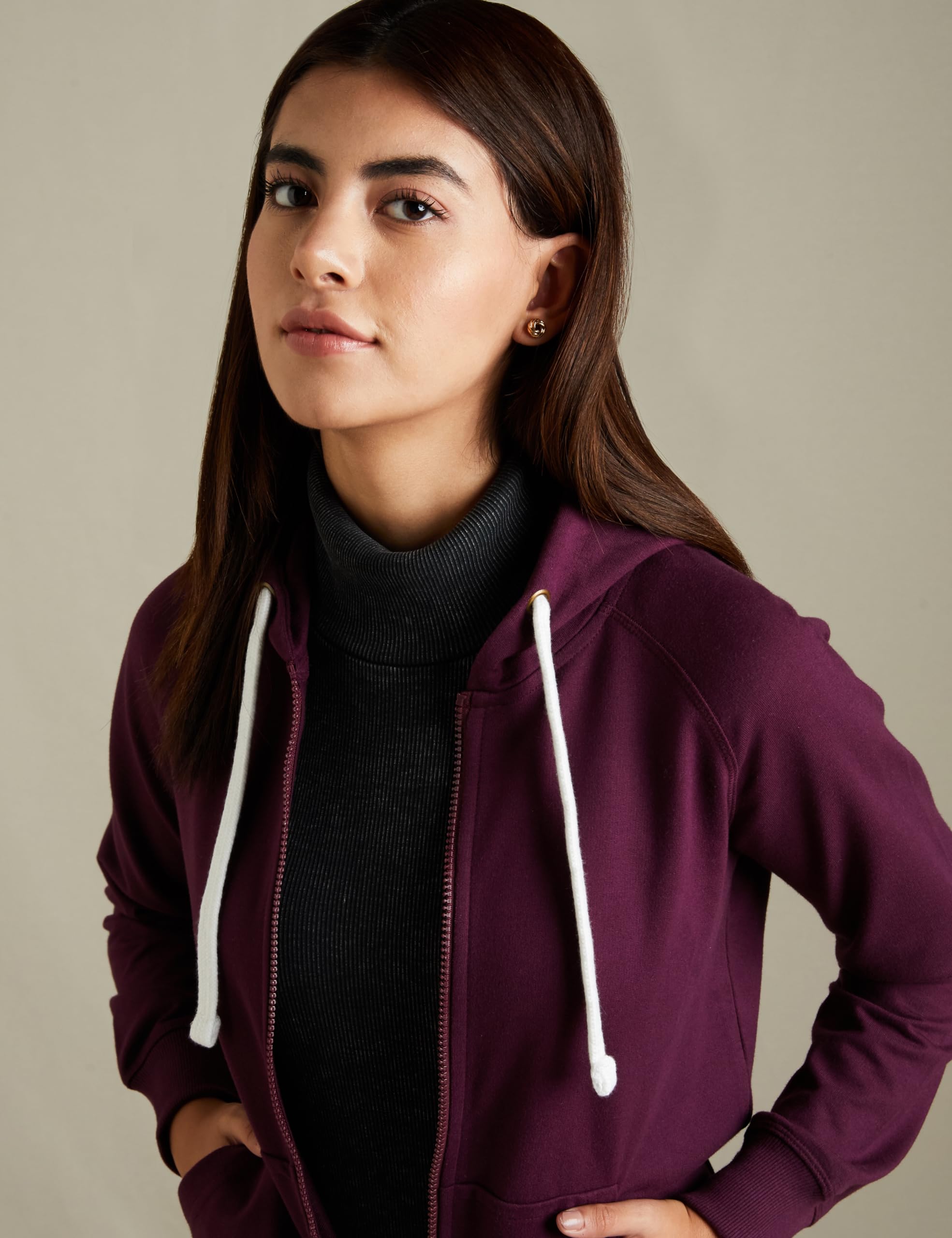 Symbol Purple Cotton Hooded Sweatshirt for Women - Image 4