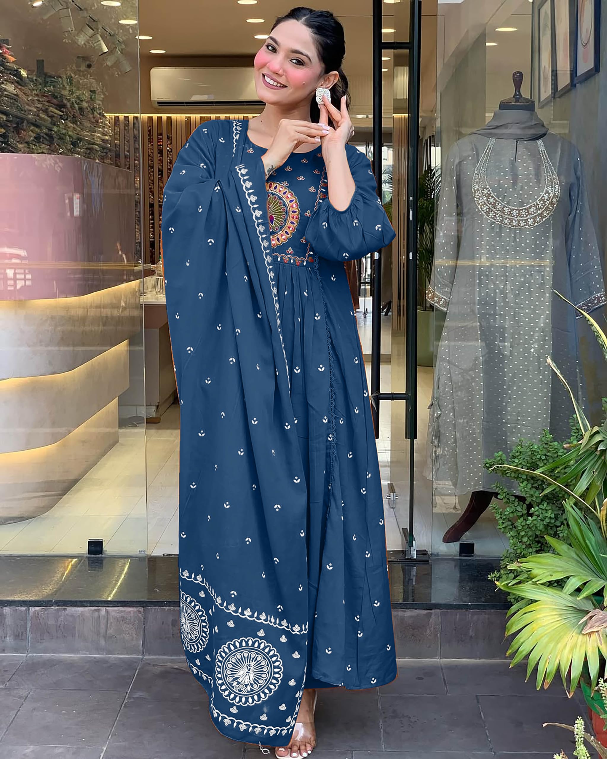 KLOSIA Multicolored Anarkali Kurta Set for Women - Image 5