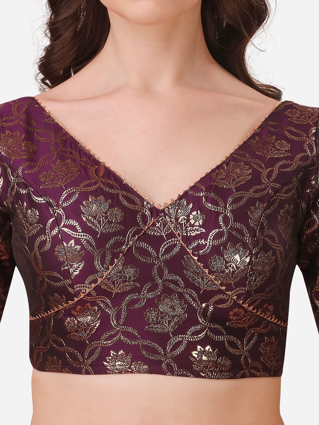 OOMPH! Jacquard Purple Blouse for Women - Image 5