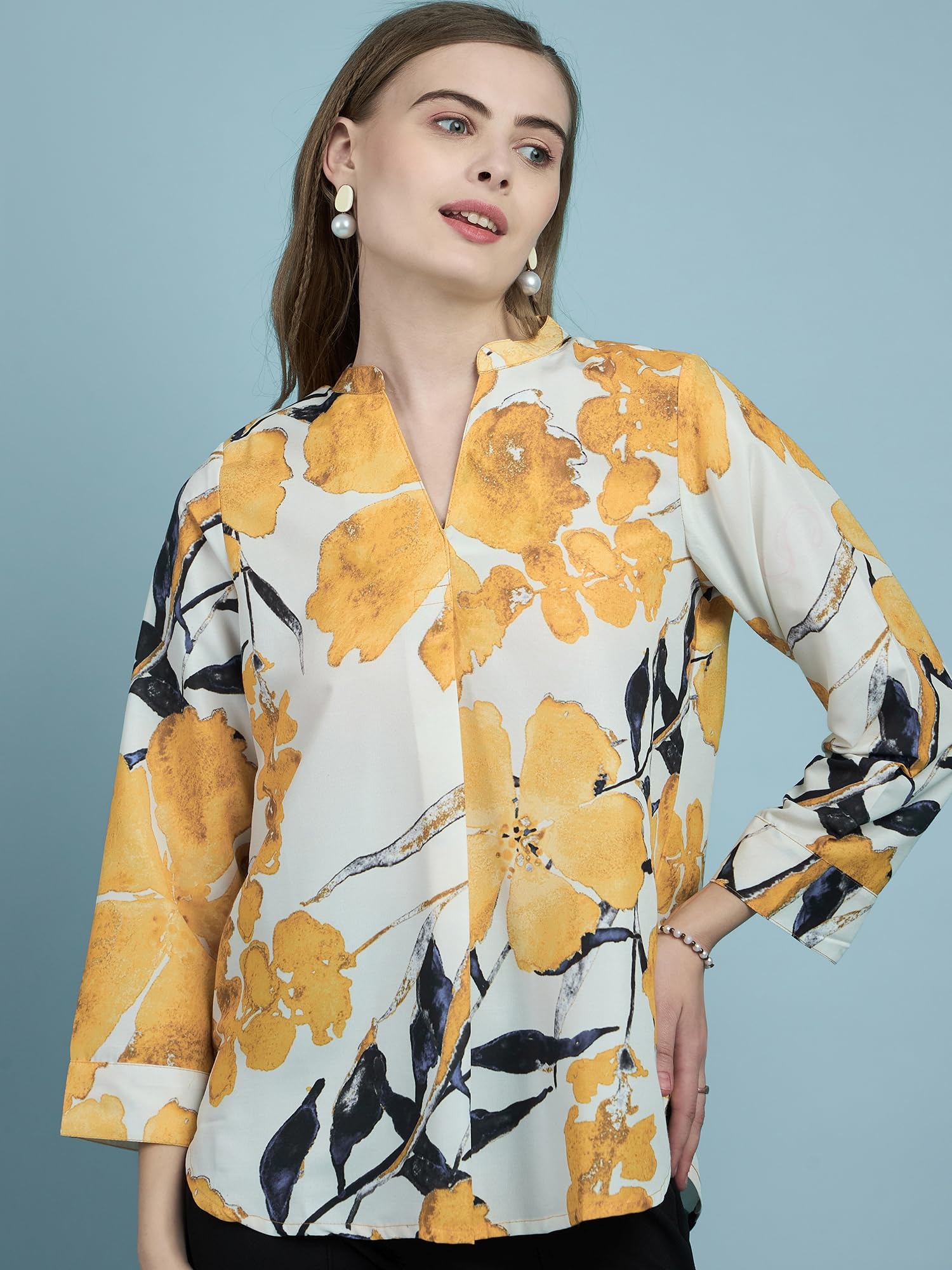 Bee Pee Abstract Floral Print Shirt for Women - Image 5