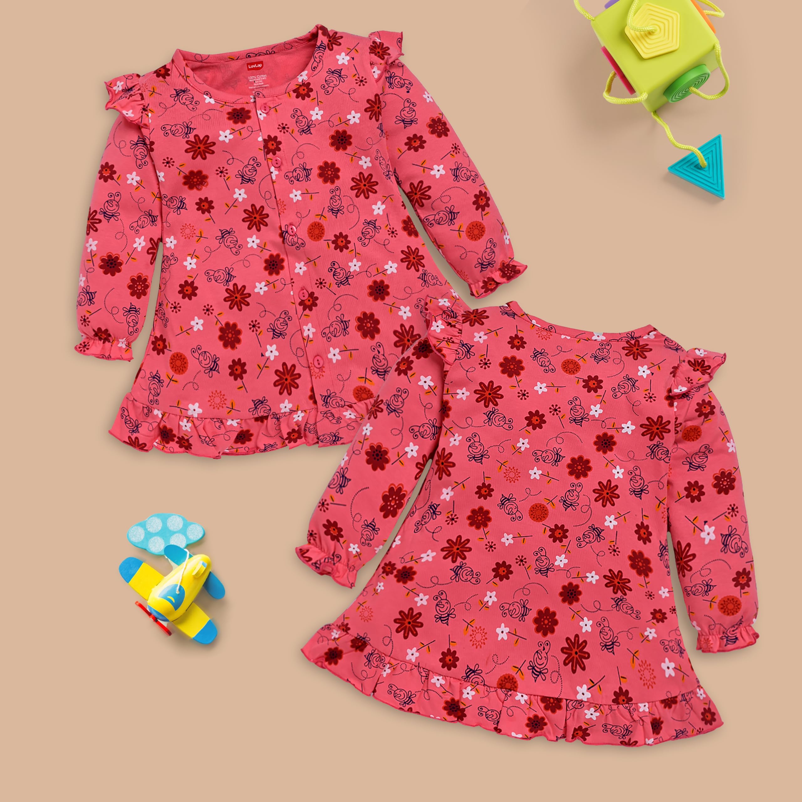 LuvLap Multicolour Cotton Frocks for Baby Girls - Image 4