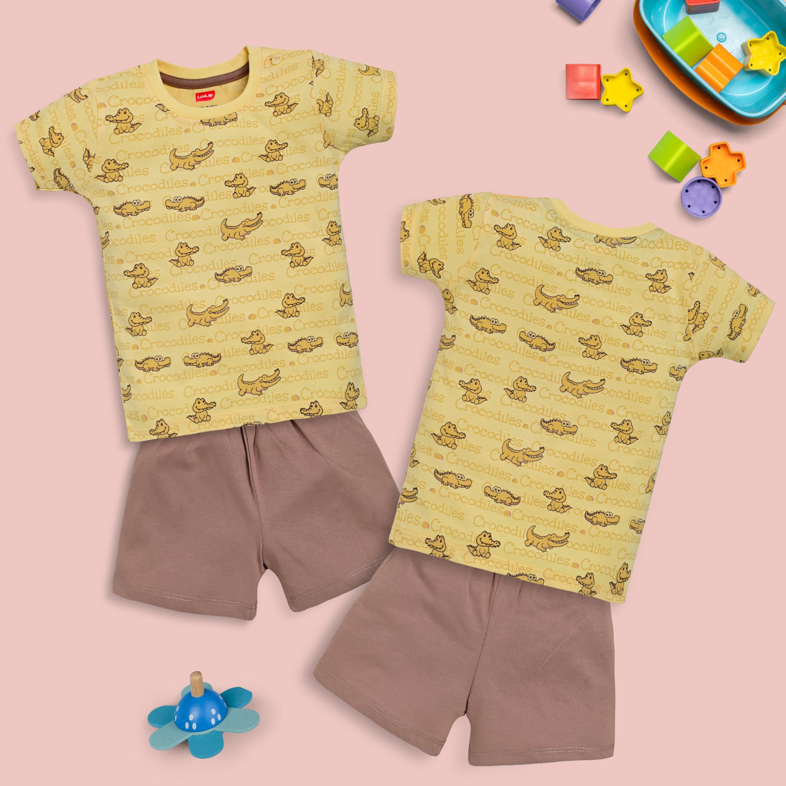 LuvLap Baby Boys Cotton T-Shirt & Shorts Set - Multicolor - Image 2