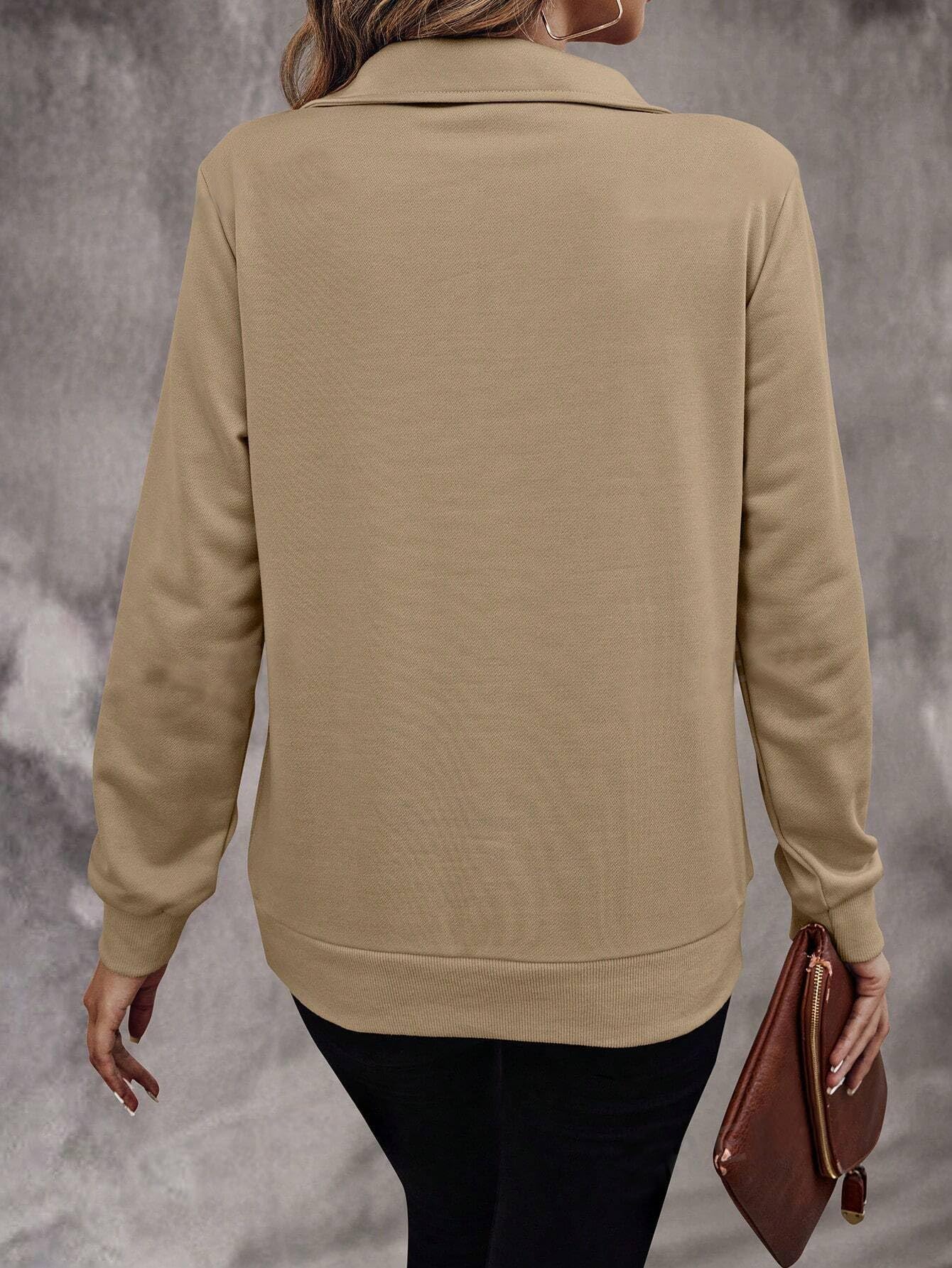 TAGAS Beige Half Zip Sweatshirt for Women - Image 3