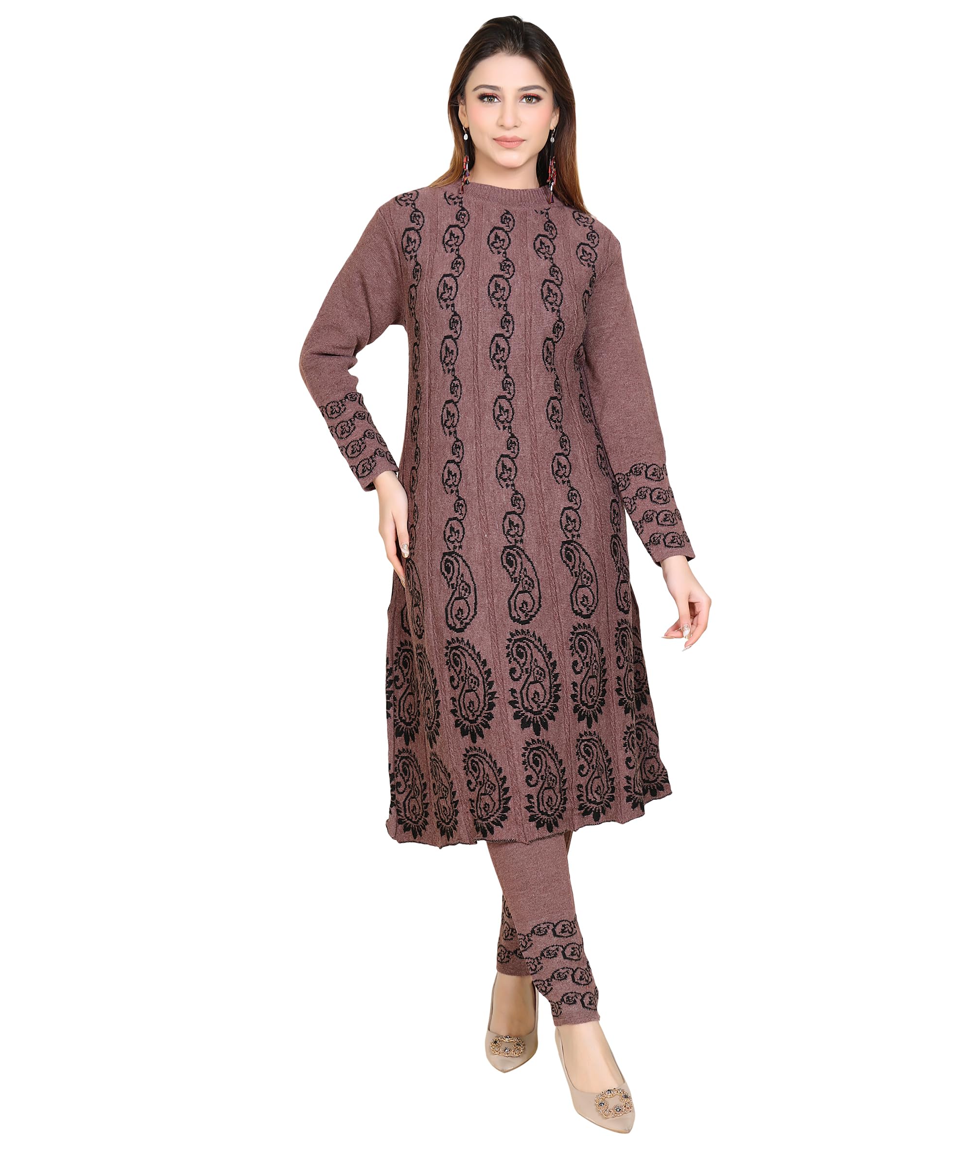 Grand Line Women's Acrylic Kurta with Palazzo Set - Dark