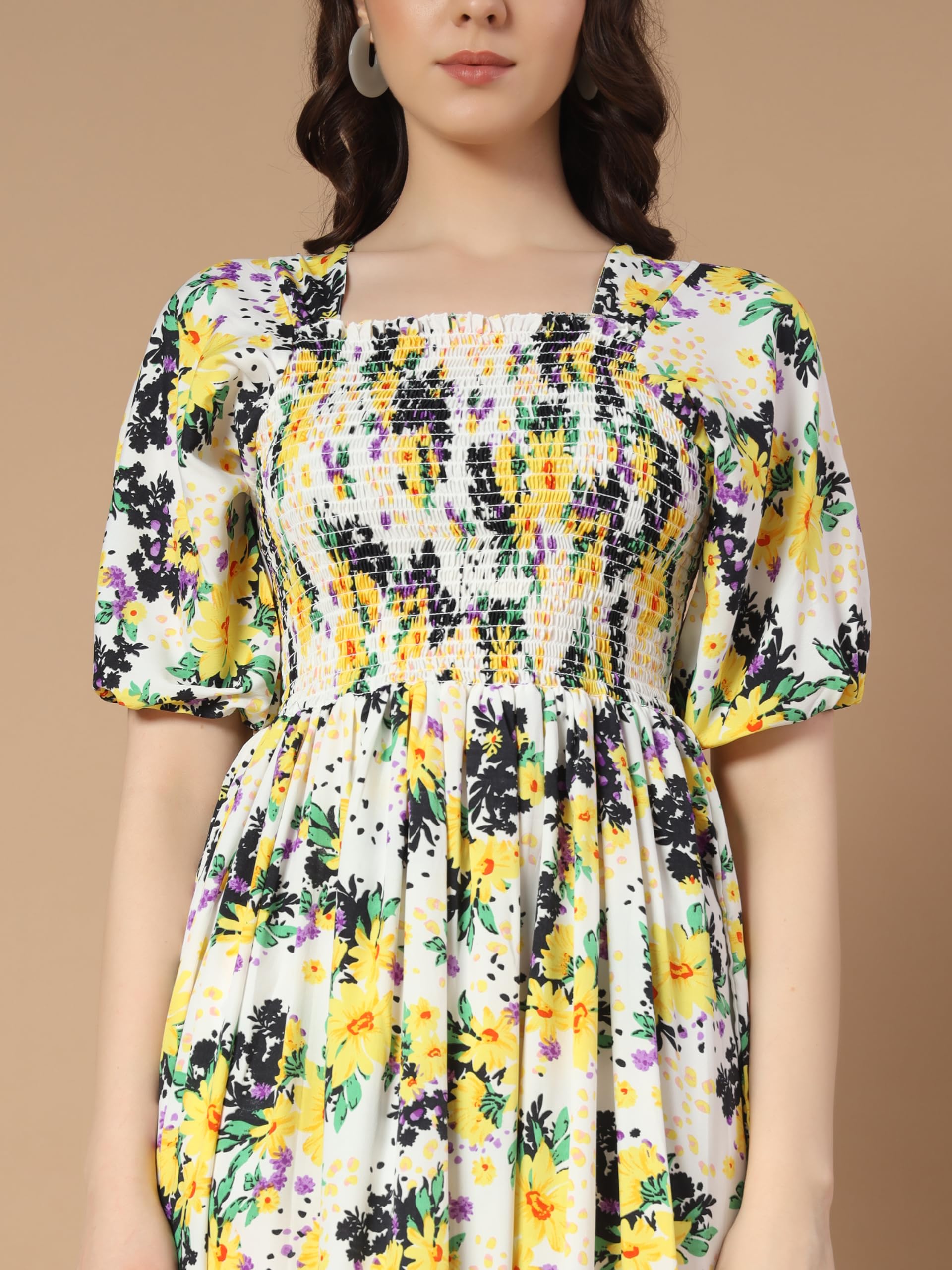 KZULLY Women Crepe A-Line Midi Dress - White - Image 5