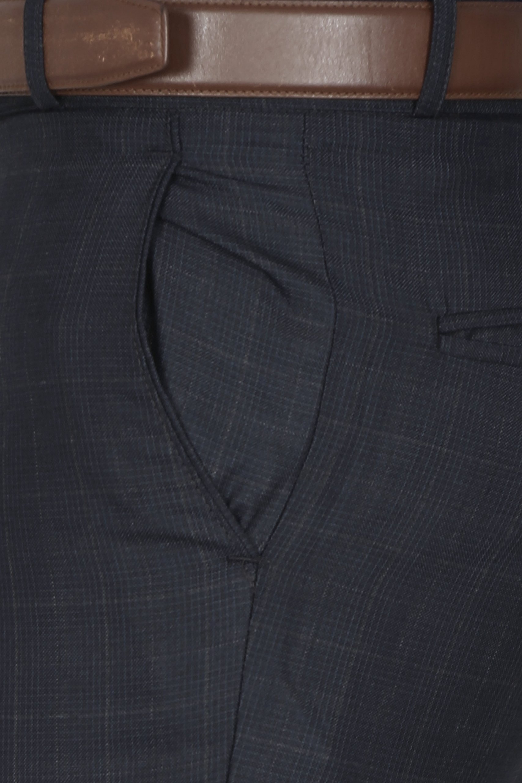 McHenry Men's Blue Checkered Formal Trousers - Image 5