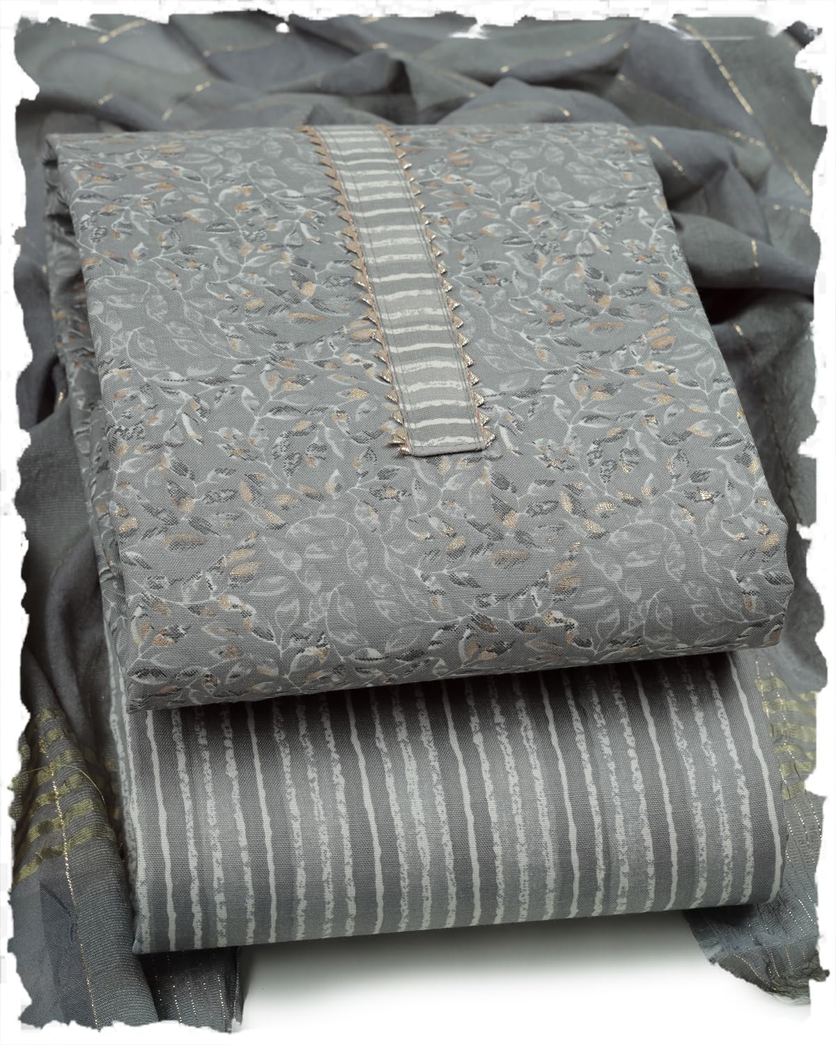 Sun Fashion Women's Cotton Blend Chudithar Material - Grey