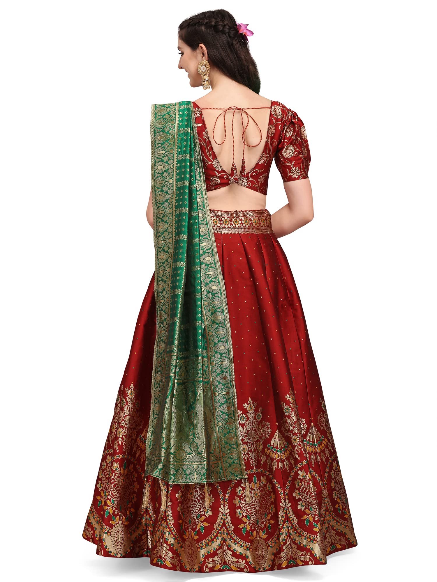 PURVAJA Maroon Jacquard Lehenga Choli for Women - Image 2