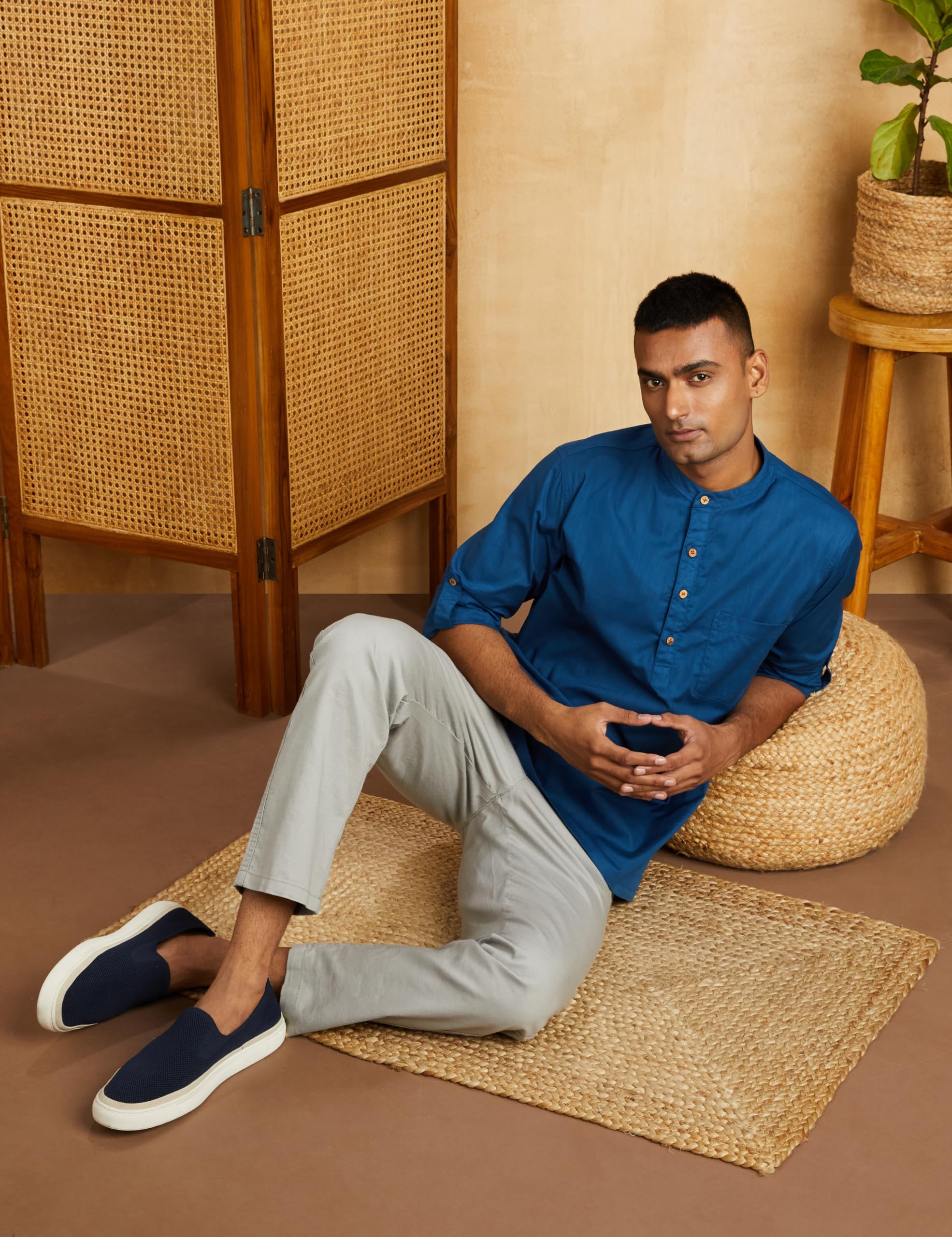 Symbol Men's Cotton Kurtas - Sailor Blue - Image 3