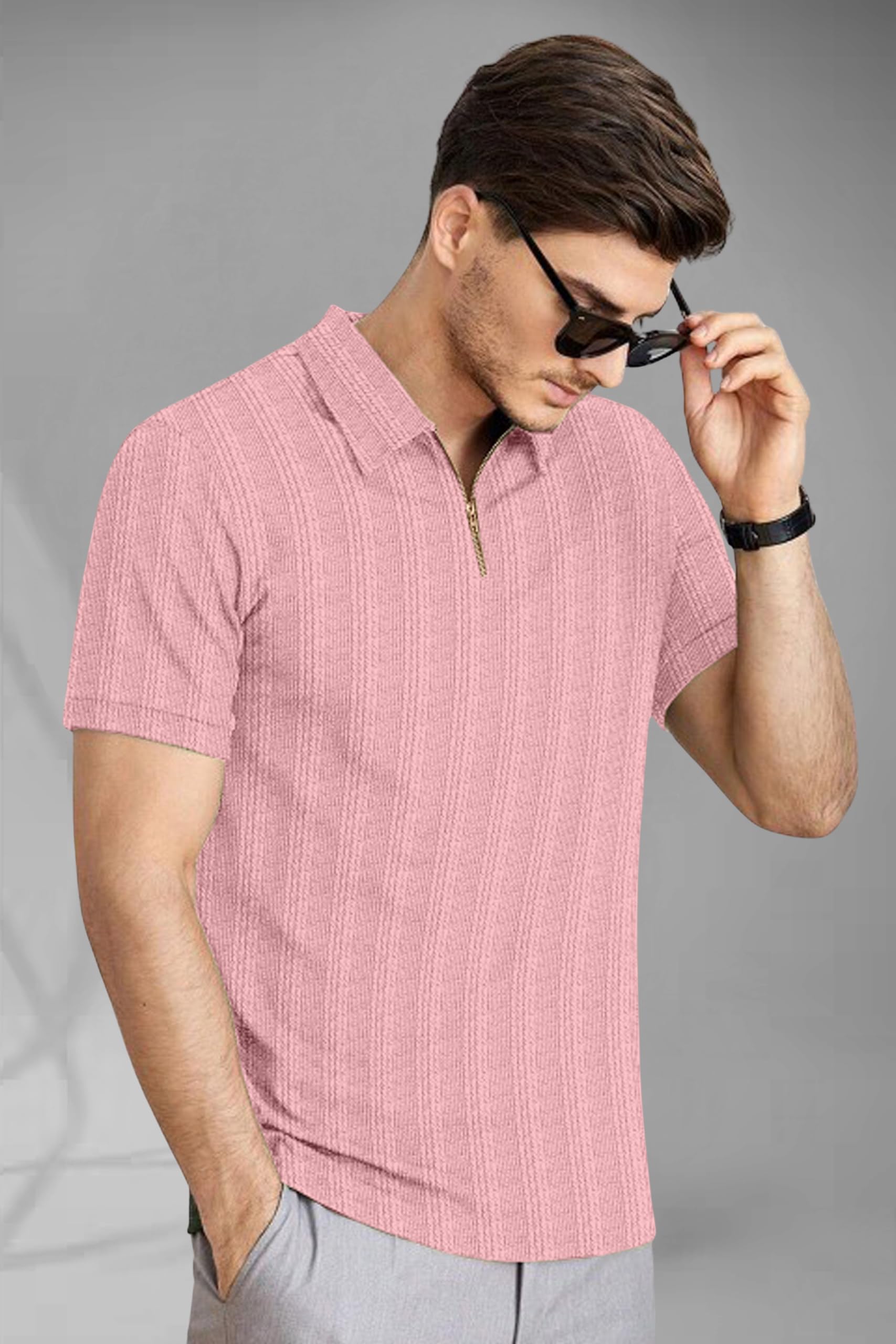 UandJ Men's Polo T-Shirt with Zipper - Image 3