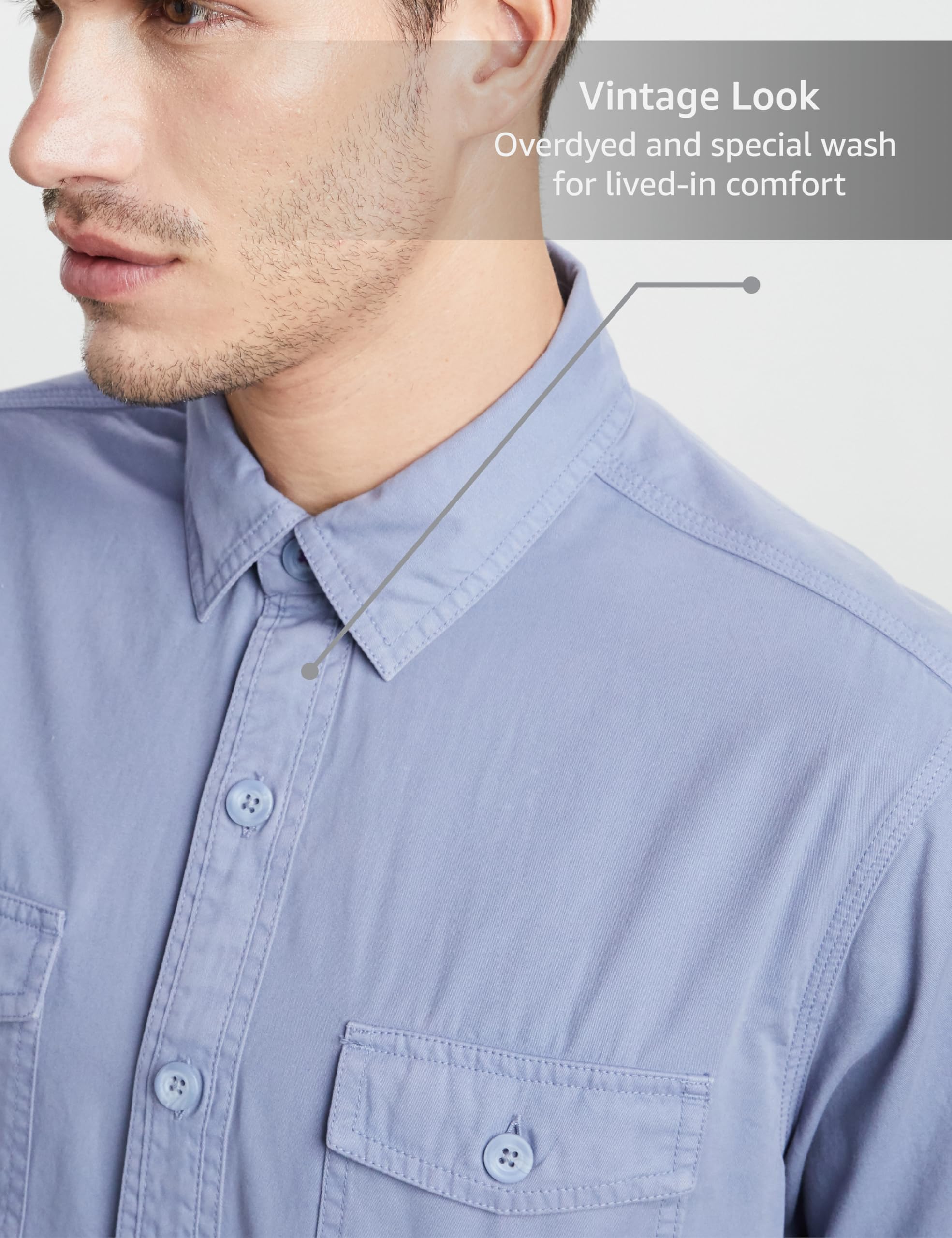 Symbol Men's Lt Blue Casual Twill Shirt - Image 4