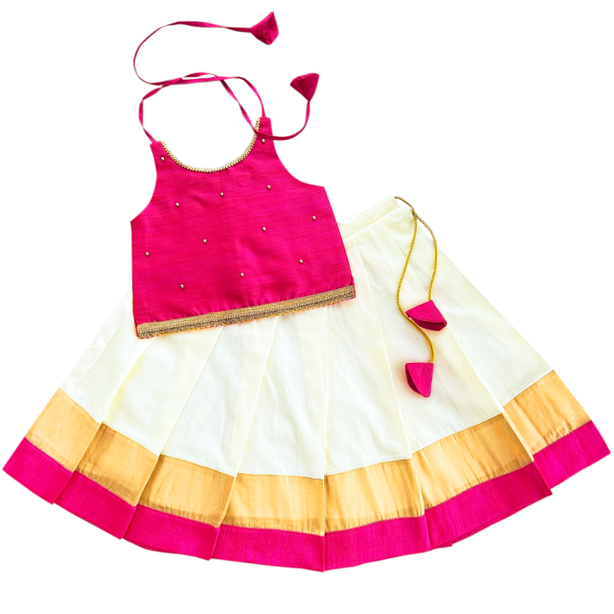 Stanwells Kids Lehenga Choli - Cream & Pink