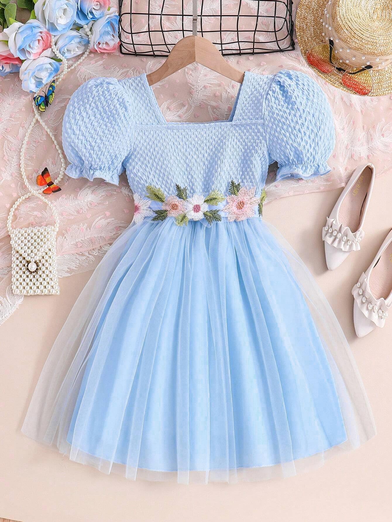 TAGAS Girl's Pista-Sky Blue A-Line Dress - Image 2