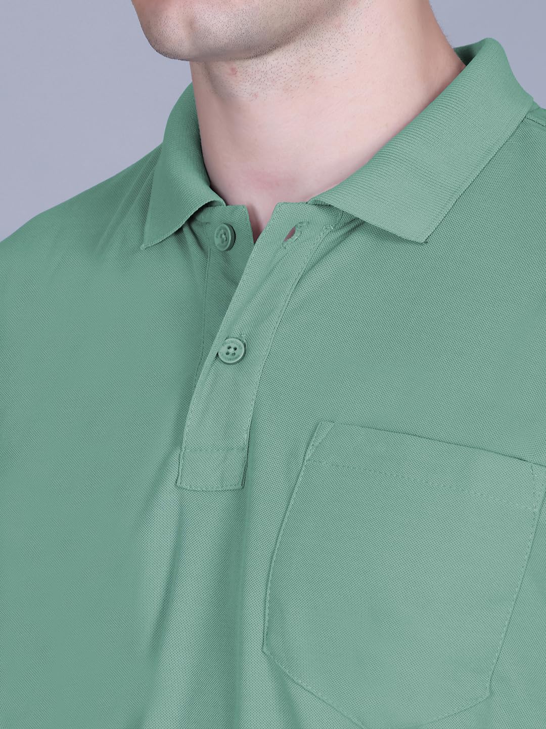 Fyltr Men's Solid Collar Pocket T-Shirt - Green - Image 5