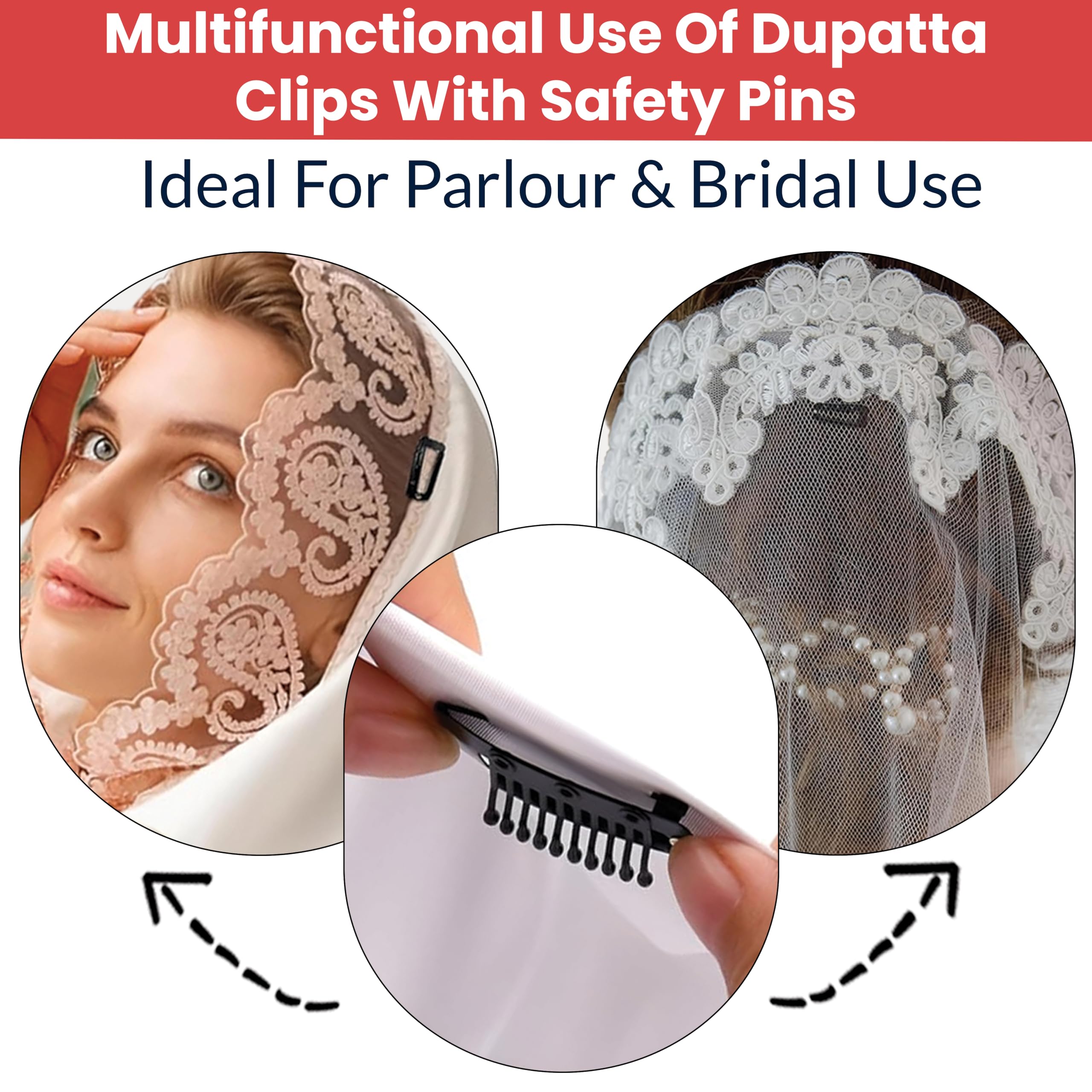 Temperia Black Dupatta Clips for Women - Image 5