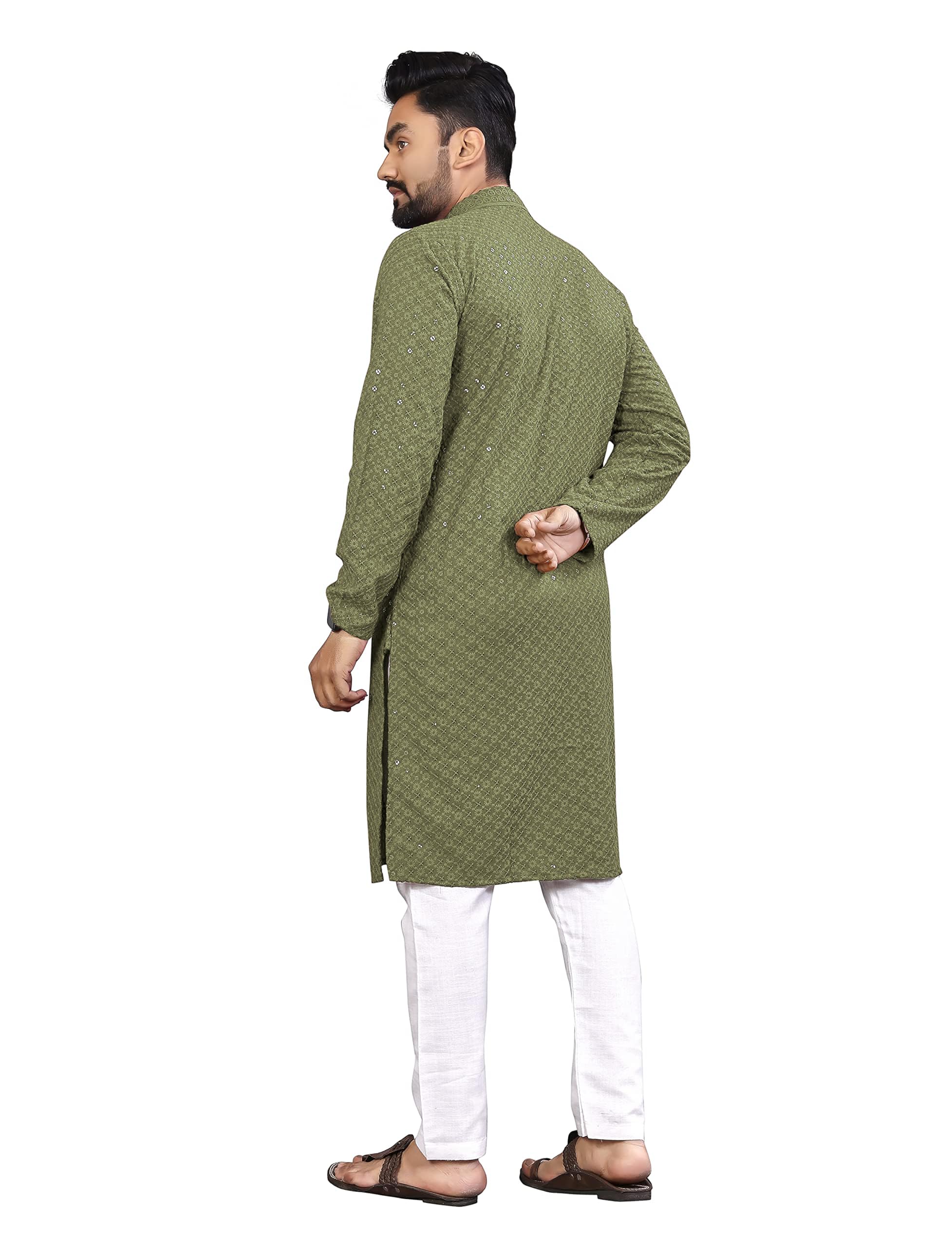ALMORA Mens Sequin Embroidered Kurta - Image 2