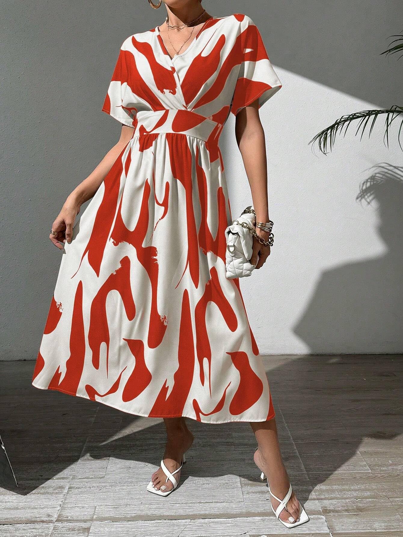 Leriya Fashion Red Midi Dress for Women - Image 3