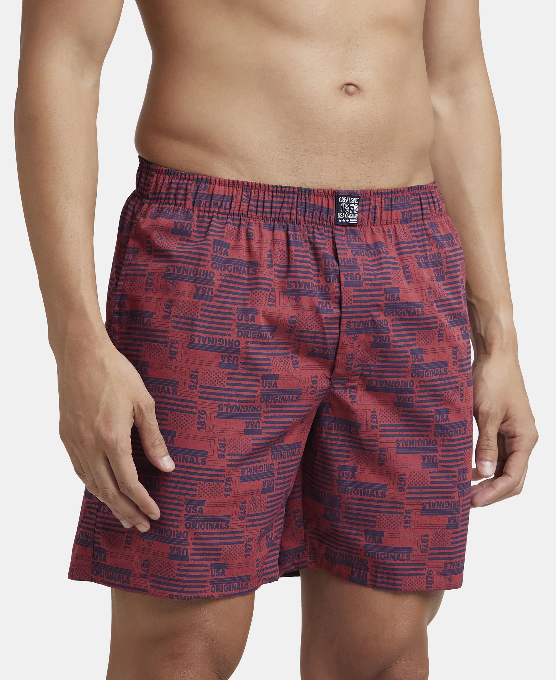 Jockey Men's Boxers - Nickle & Brickred - Image 4