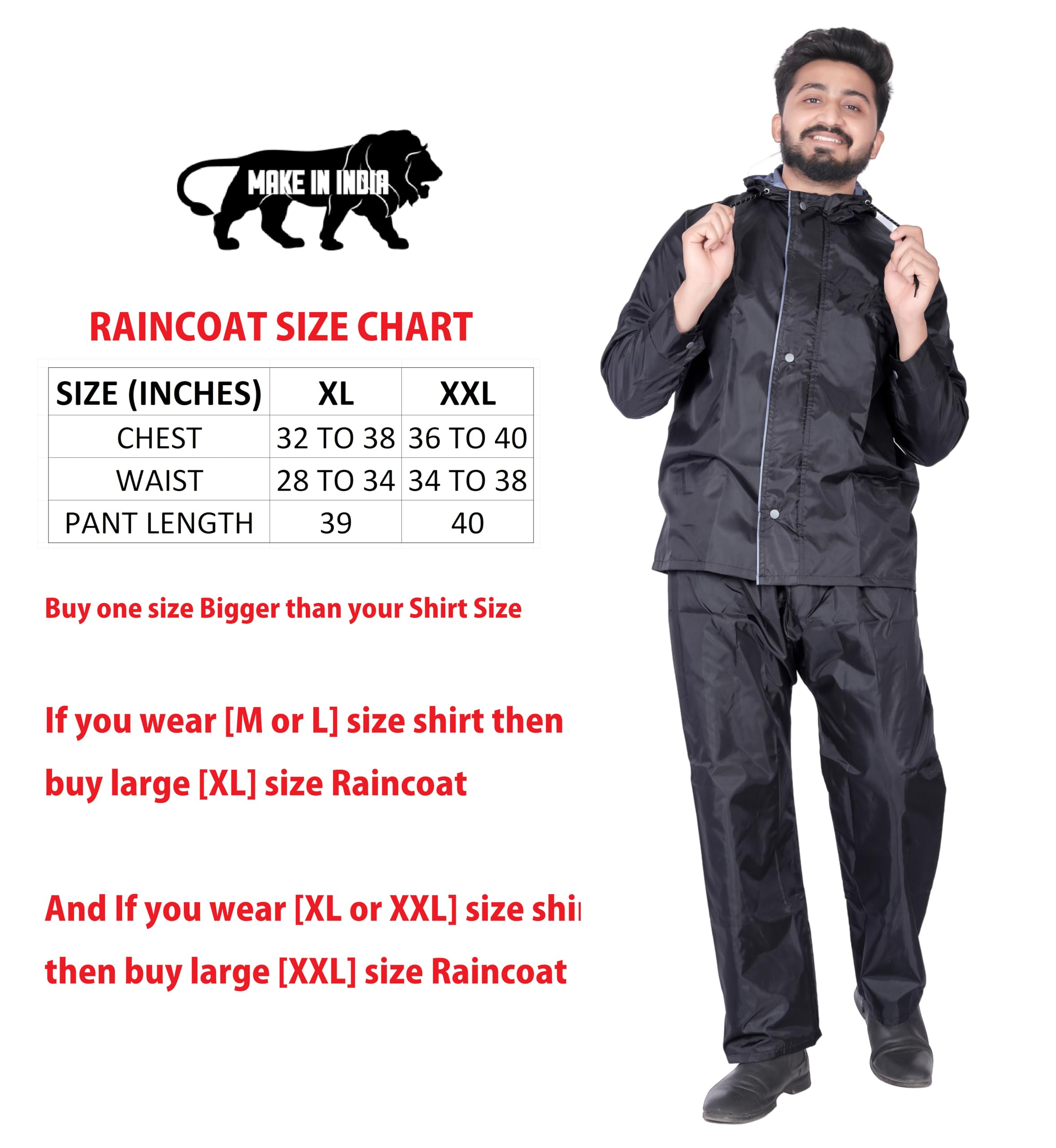 HSR Men's Waterproof Raincoat - Black - Image 5