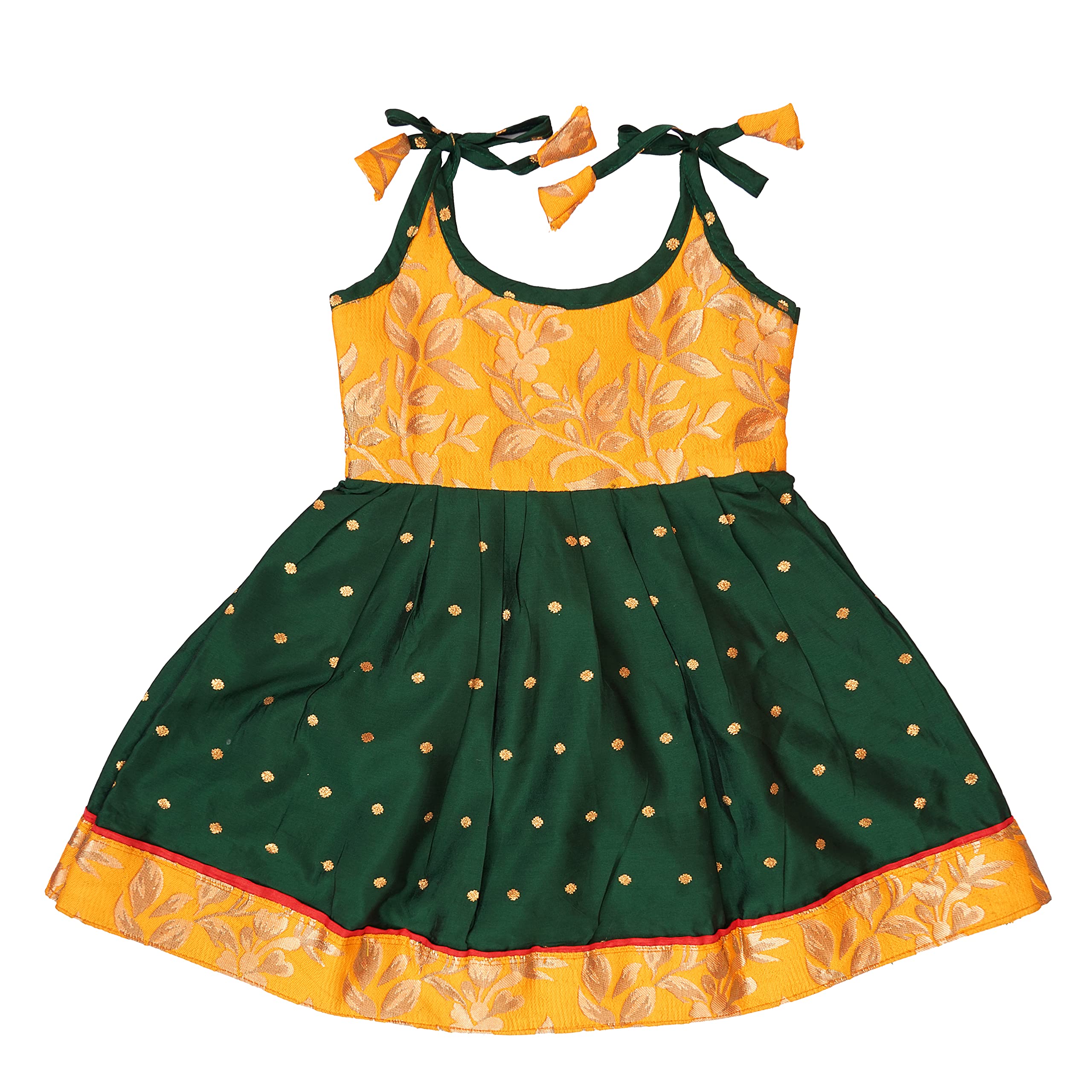 PW PLATYPUS WORLD Baby Girl Knee Length A-Line Dress - Green and Yellow - Image 2