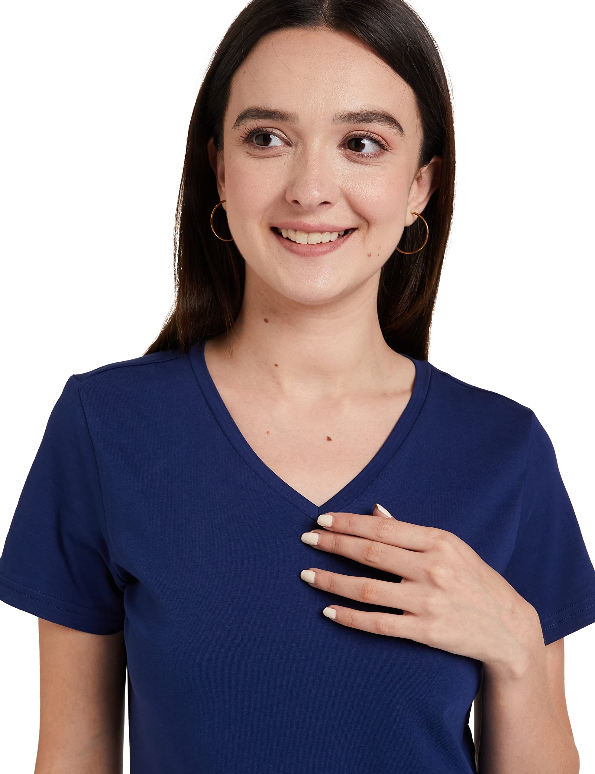 Symbol Women Cotton Stretch V Neck T-Shirt - Image 5